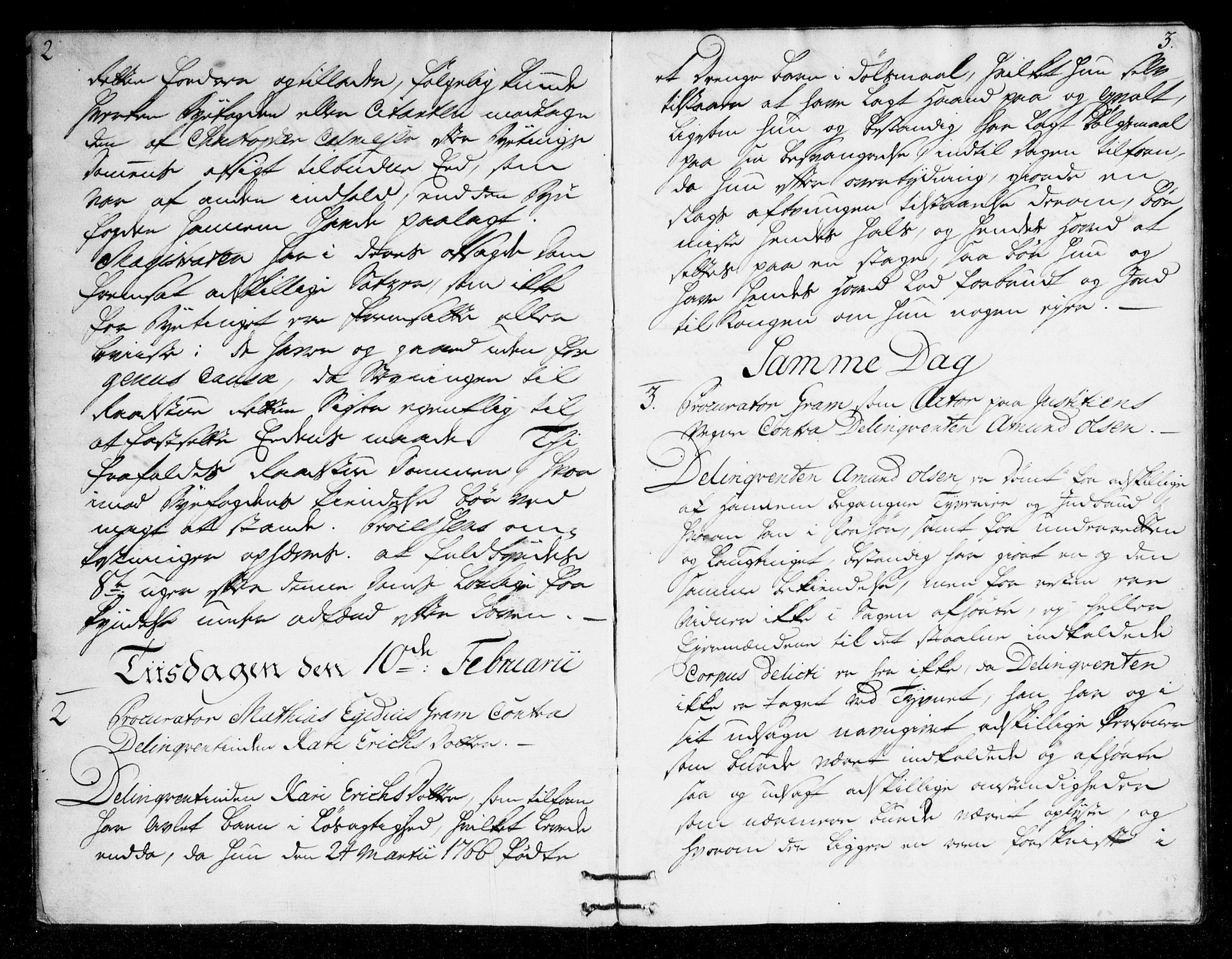 Overhoffretten 1667-1797, AV/RA-EA-2884/Ab/L0098: Domsprotokoll, 1767, p. 2-3