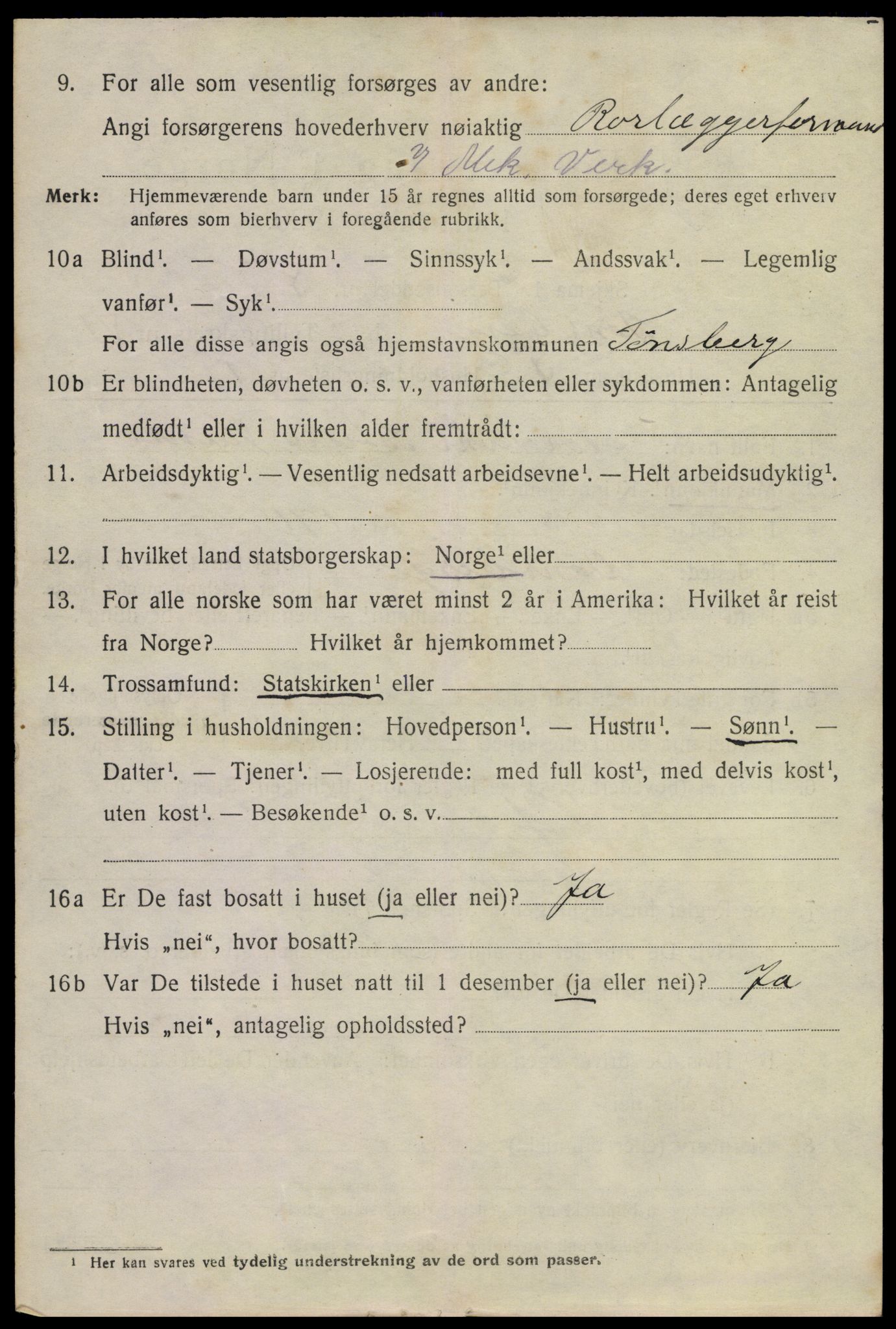 SAKO, 1920 census for Tønsberg, 1920, p. 15324