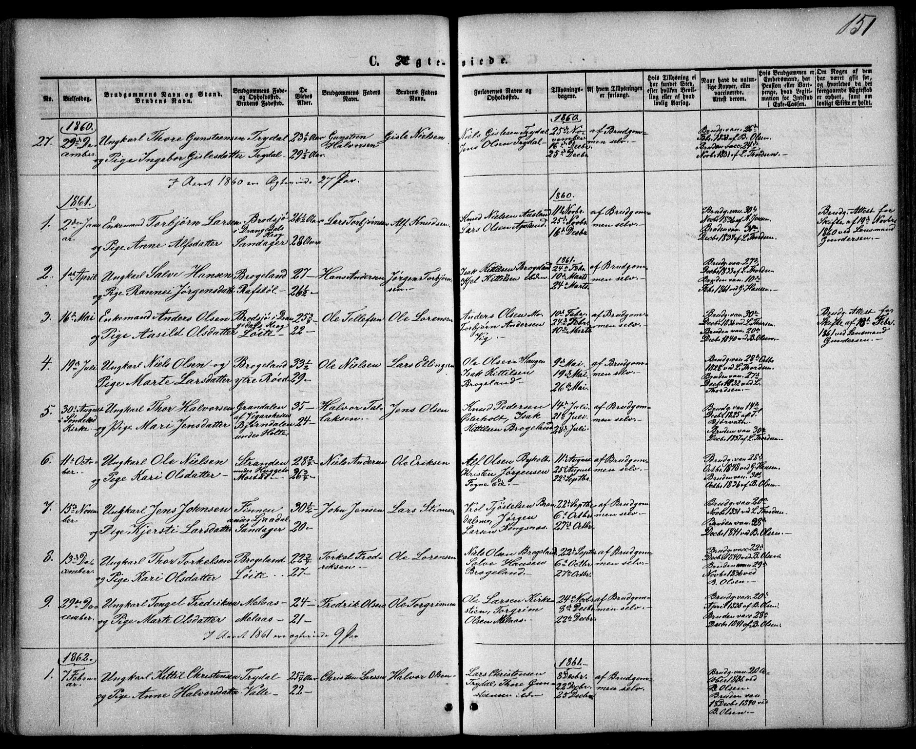 Gjerstad sokneprestkontor, AV/SAK-1111-0014/F/Fa/Faa/L0007: Parish register (official) no. A 7, 1858-1875, p. 151