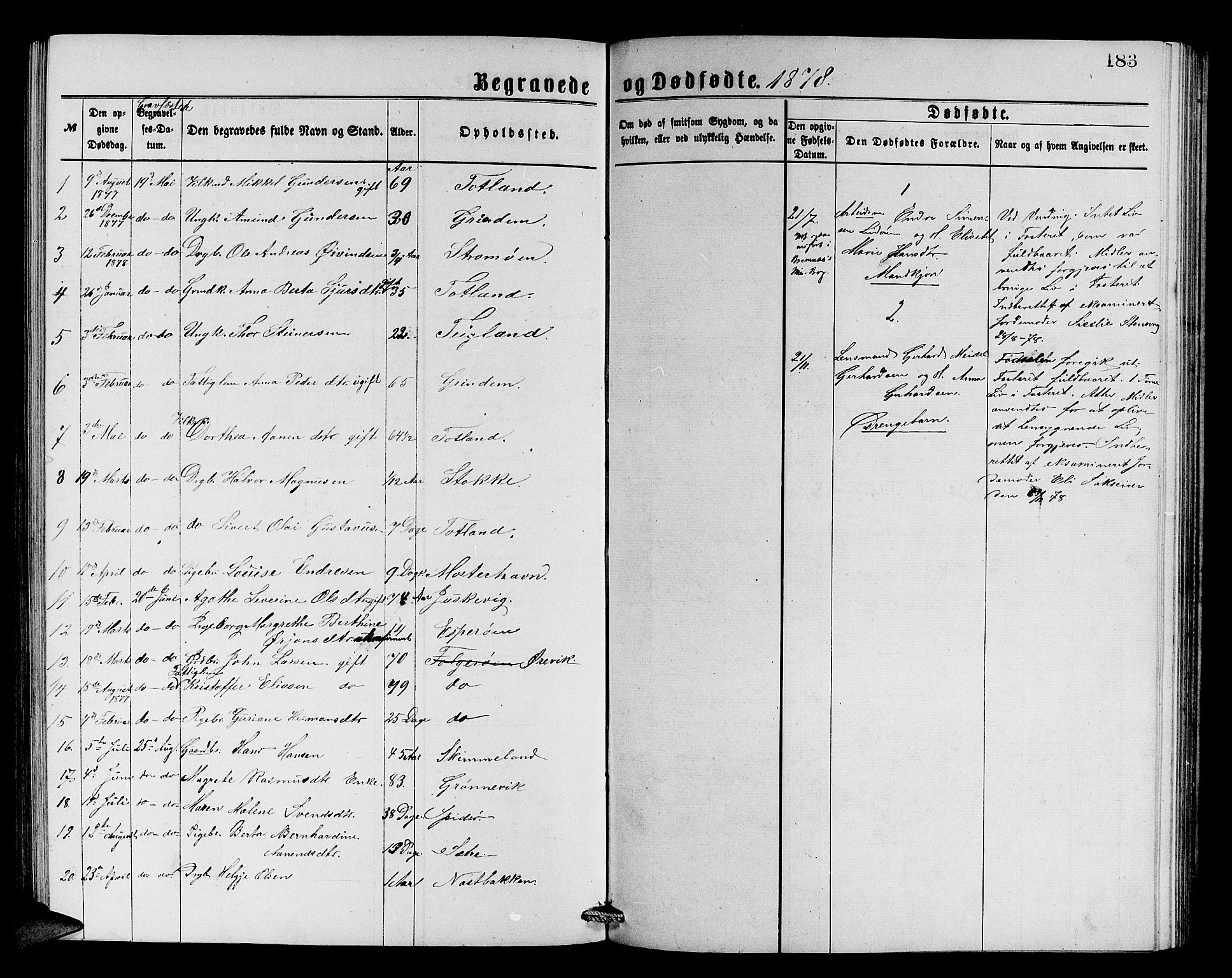 Finnås sokneprestembete, SAB/A-99925/H/Ha/Hab/Haba/L0002: Parish register (copy) no. A 2, 1873-1882, p. 183