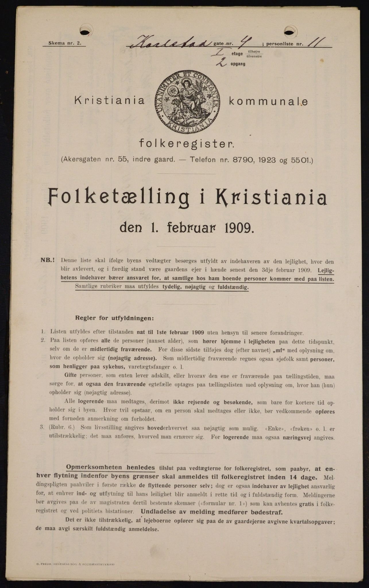 OBA, Municipal Census 1909 for Kristiania, 1909, p. 44683