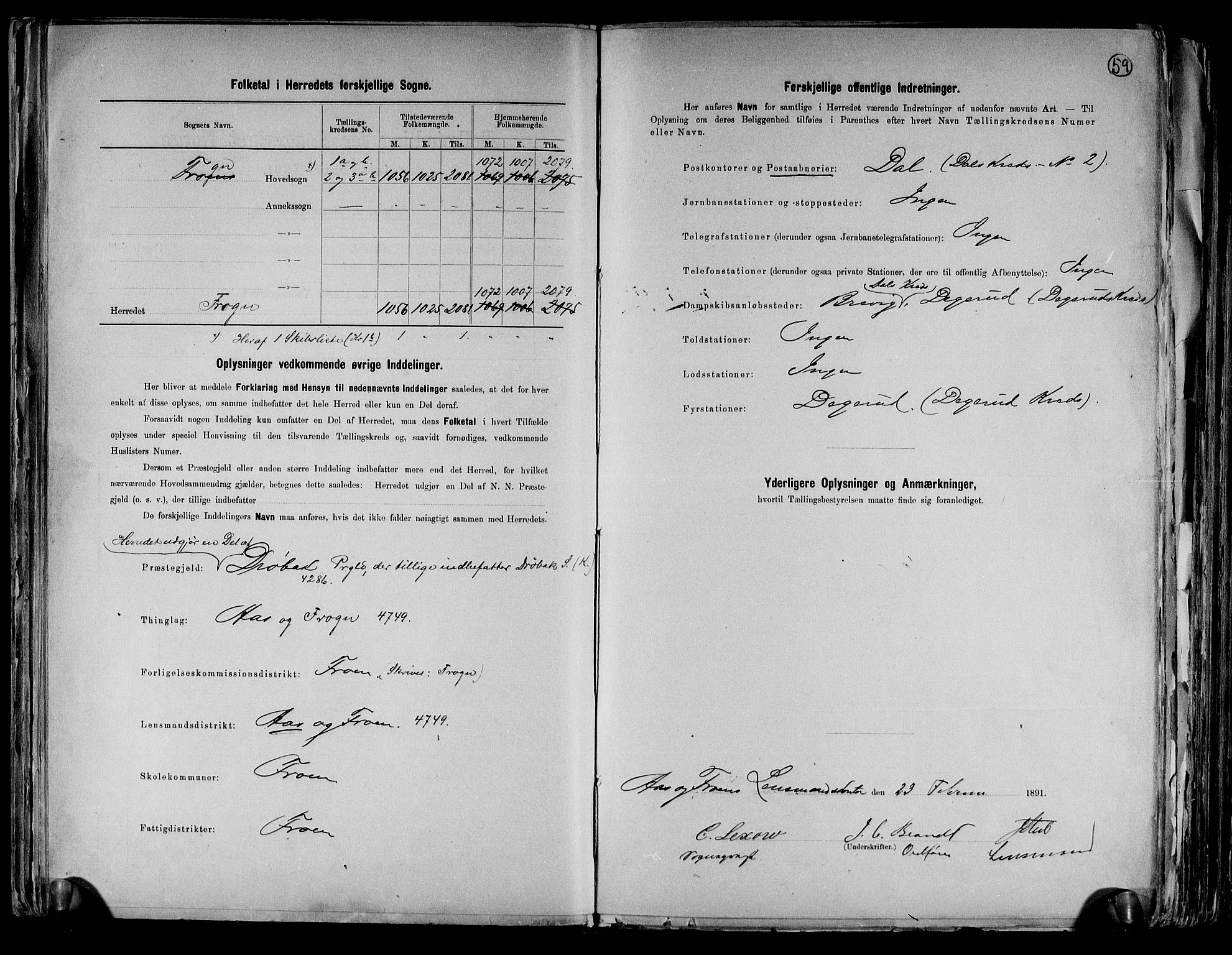 RA, 1891 census for 0215 Frogn, 1891, p. 3