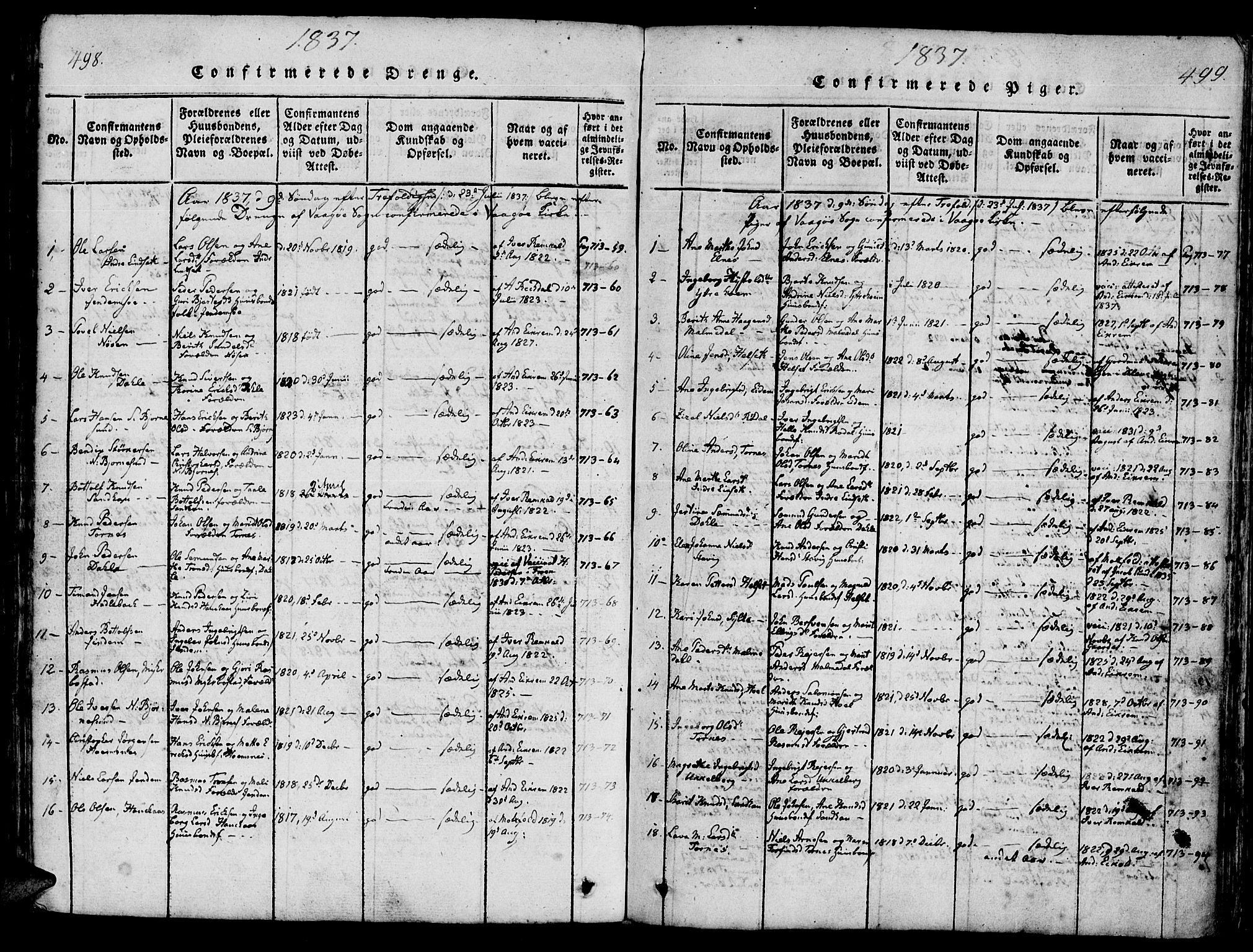 Ministerialprotokoller, klokkerbøker og fødselsregistre - Møre og Romsdal, AV/SAT-A-1454/565/L0747: Parish register (official) no. 565A01, 1817-1844, p. 498-499