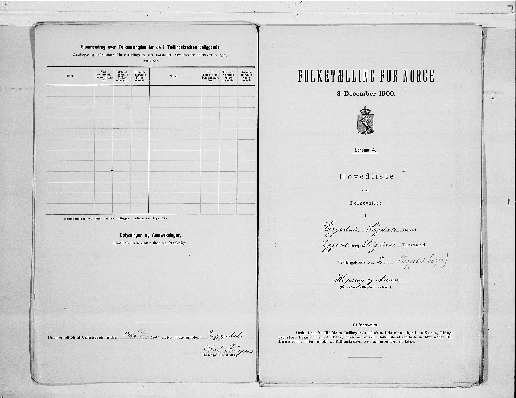 RA, 1900 census for Sigdal, 1900, p. 70