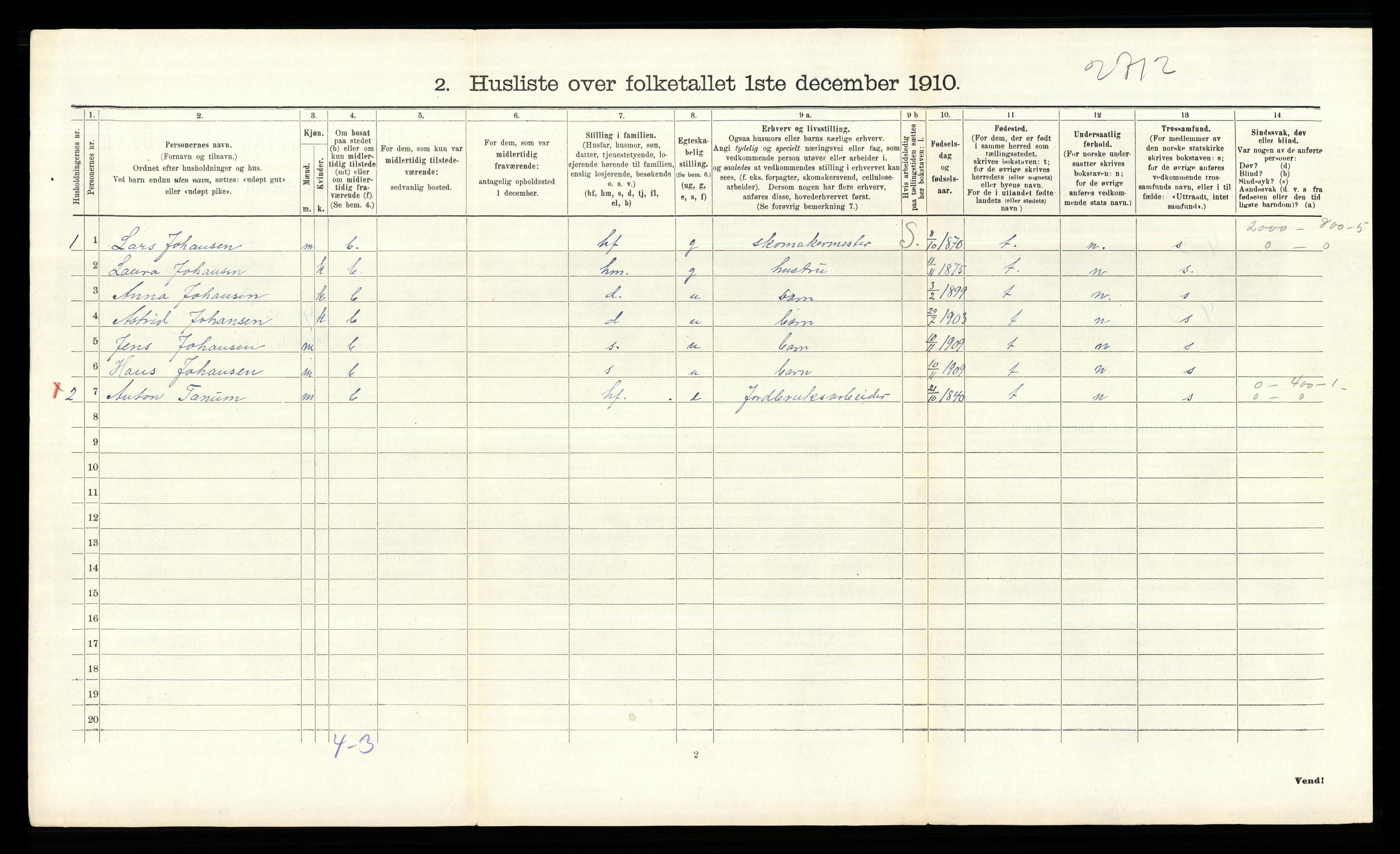 RA, 1910 census for Bærum, 1910, p. 742