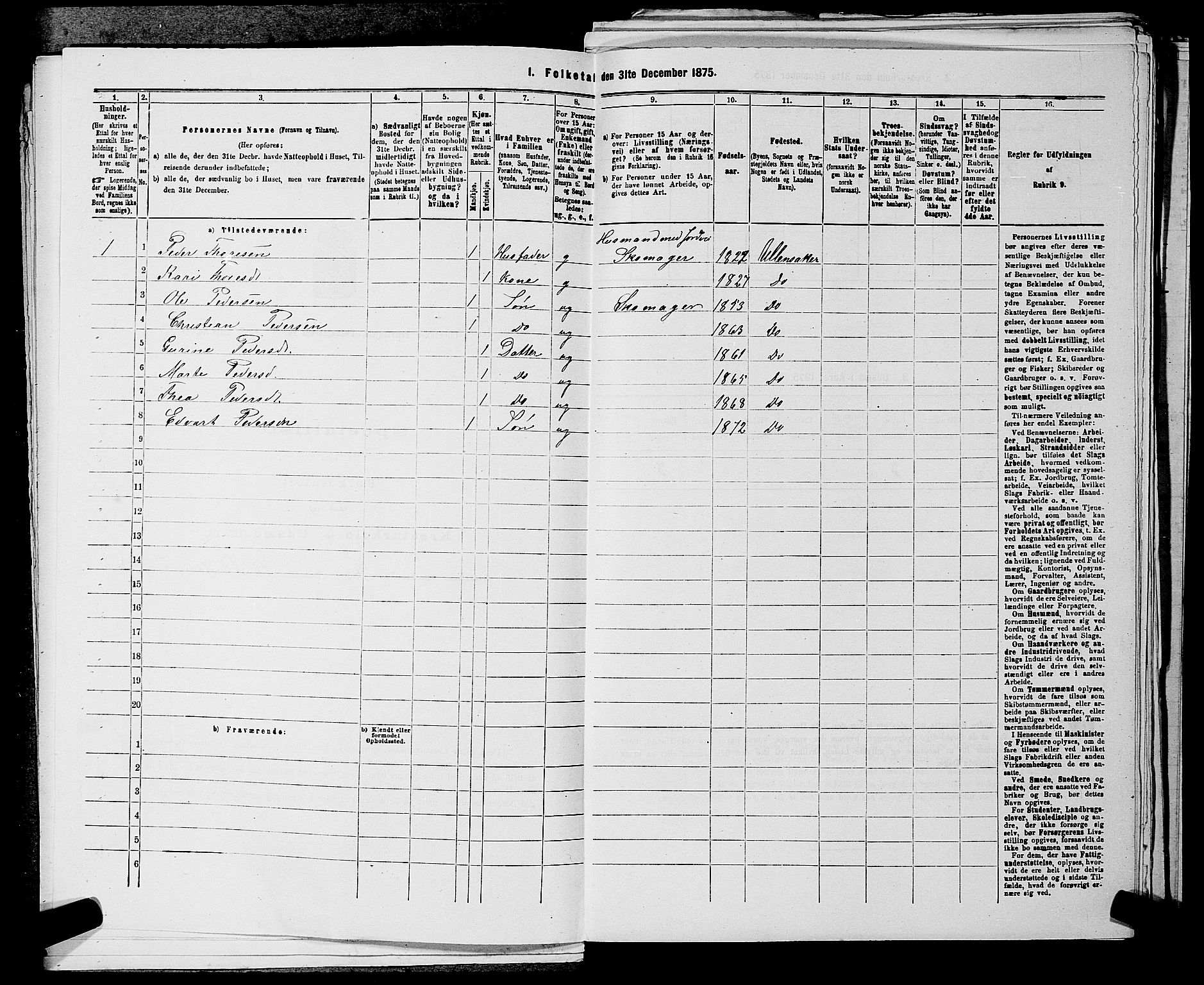 RA, 1875 census for 0235P Ullensaker, 1875, p. 861