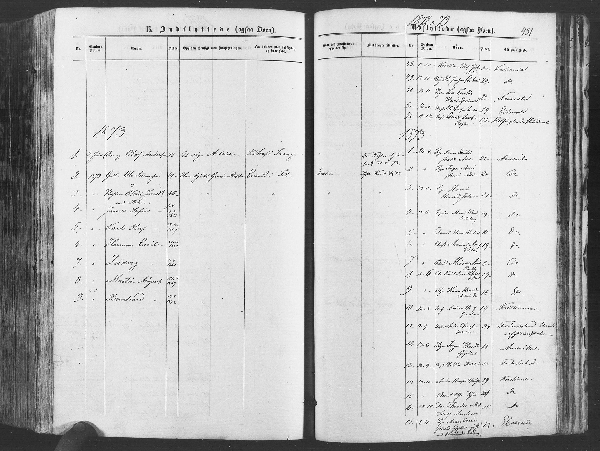 Ullensaker prestekontor Kirkebøker, AV/SAO-A-10236a/F/Fa/L0016: Parish register (official) no. I 16, 1863-1875, p. 451