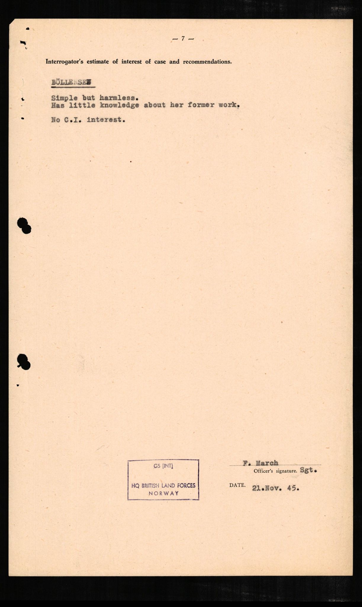 Forsvaret, Forsvarets overkommando II, AV/RA-RAFA-3915/D/Db/L0005: CI Questionaires. Tyske okkupasjonsstyrker i Norge. Tyskere., 1945-1946, p. 146