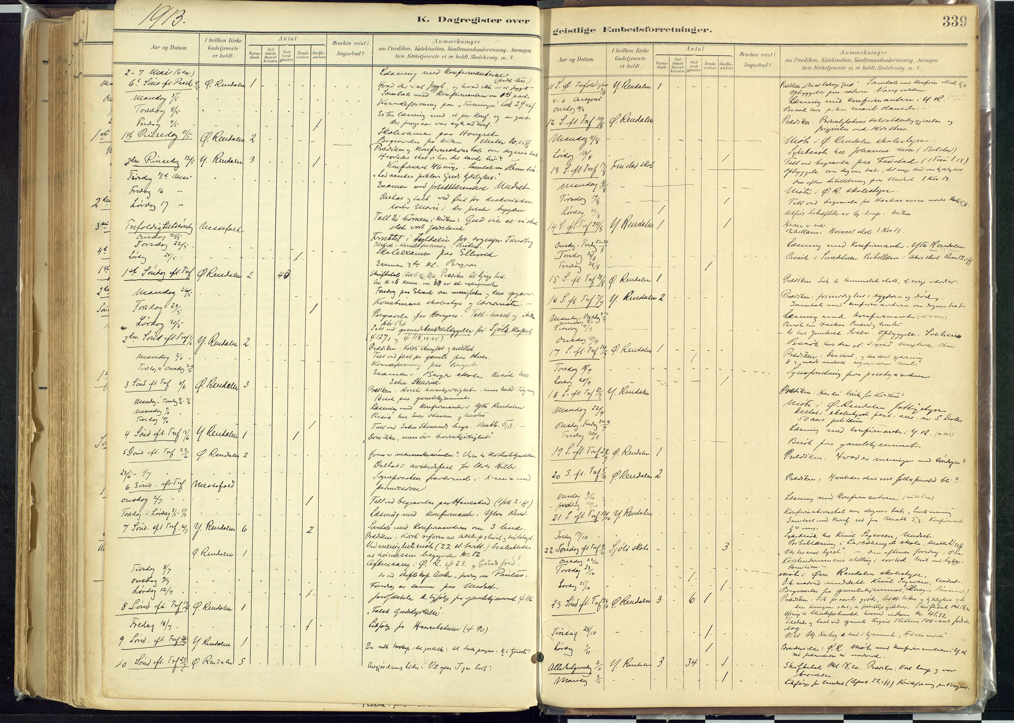 Rendalen prestekontor, AV/SAH-PREST-054/H/Ha/Haa/L0012: Parish register (official) no. 12, 1901-1928, p. 339