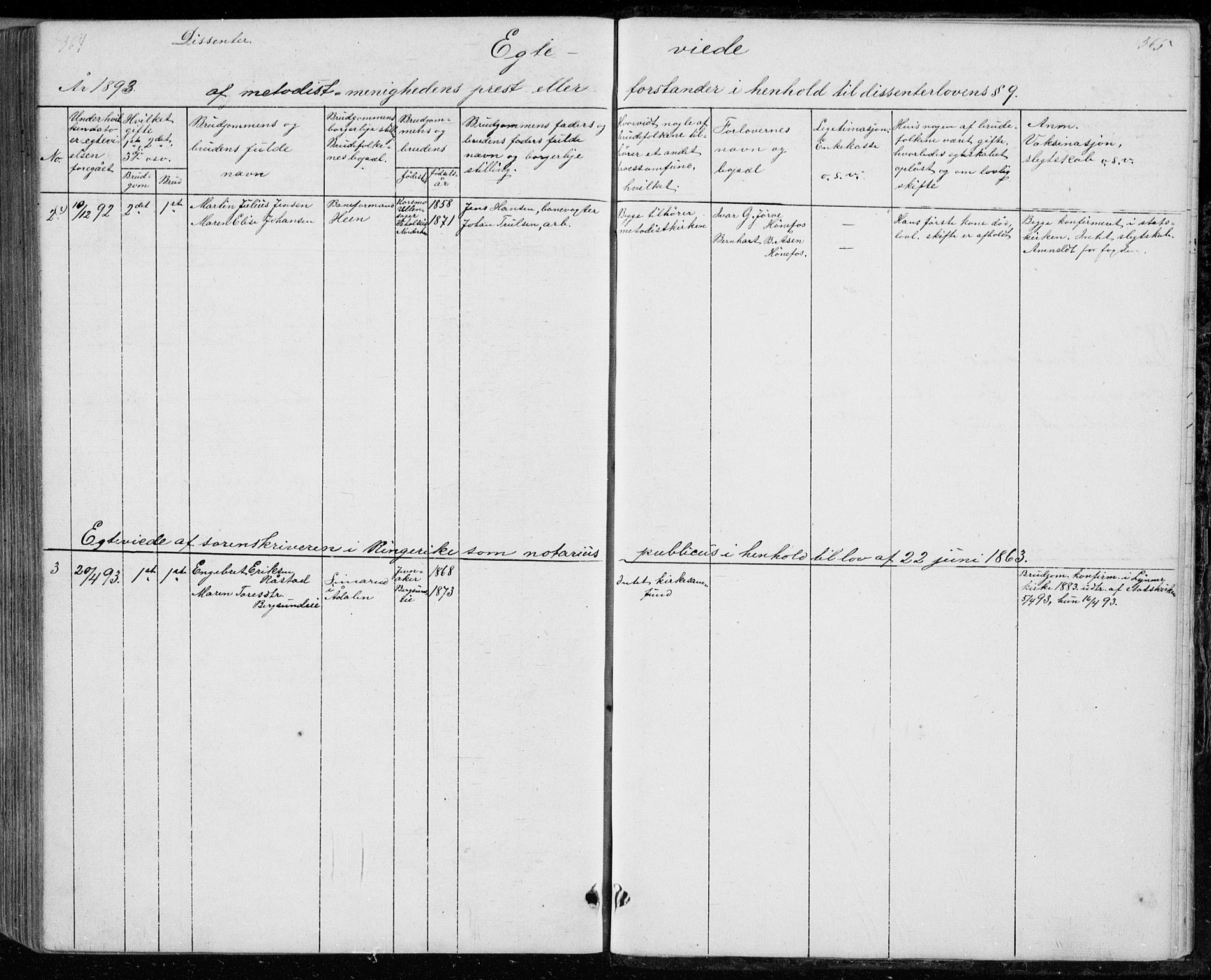 Ådal kirkebøker, AV/SAKO-A-248/G/Gc/L0001: Parish register (copy) no. III 1, 1862-1898, p. 564-565