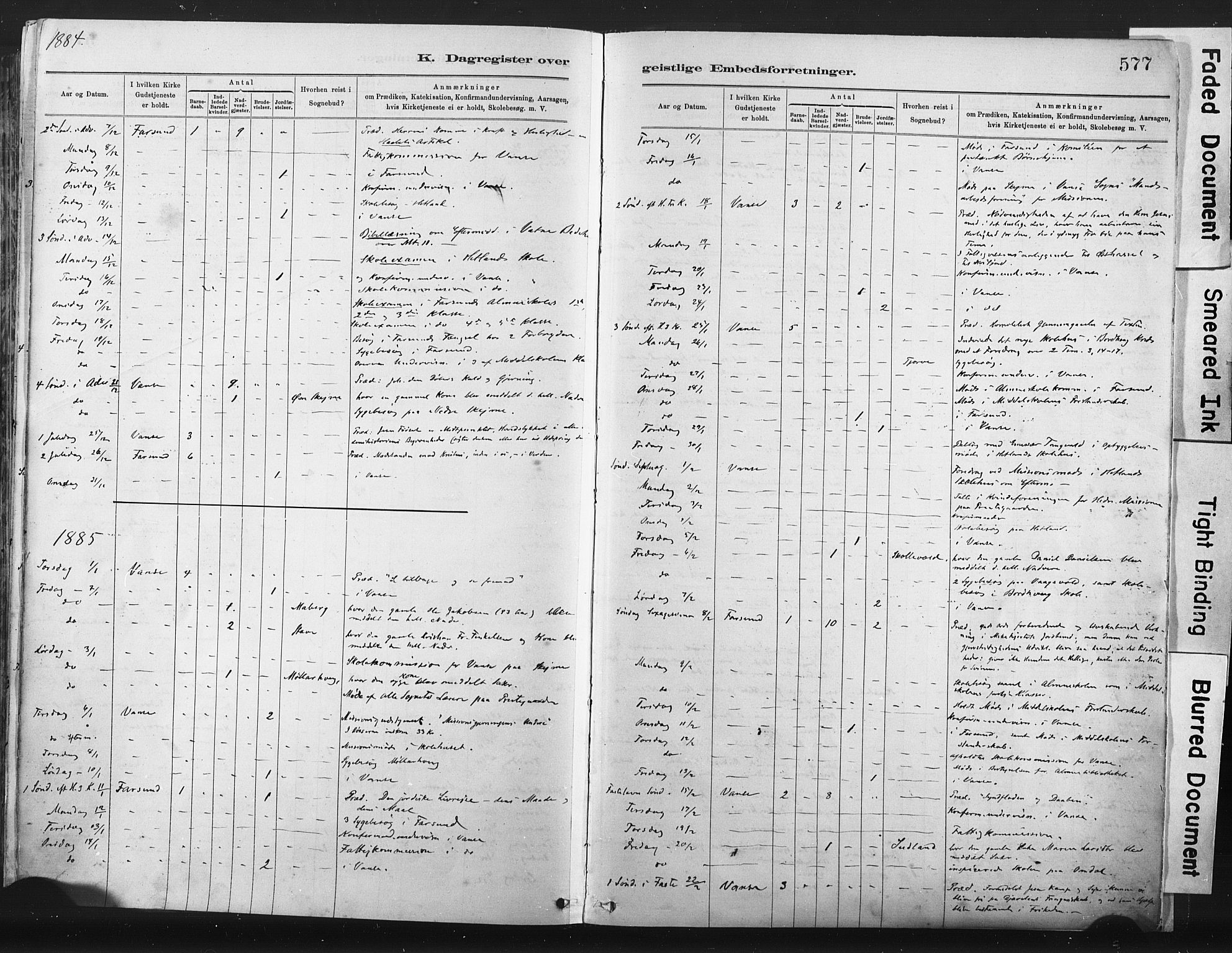 Lista sokneprestkontor, AV/SAK-1111-0027/F/Fa/L0012: Parish register (official) no. A 12, 1879-1903, p. 577