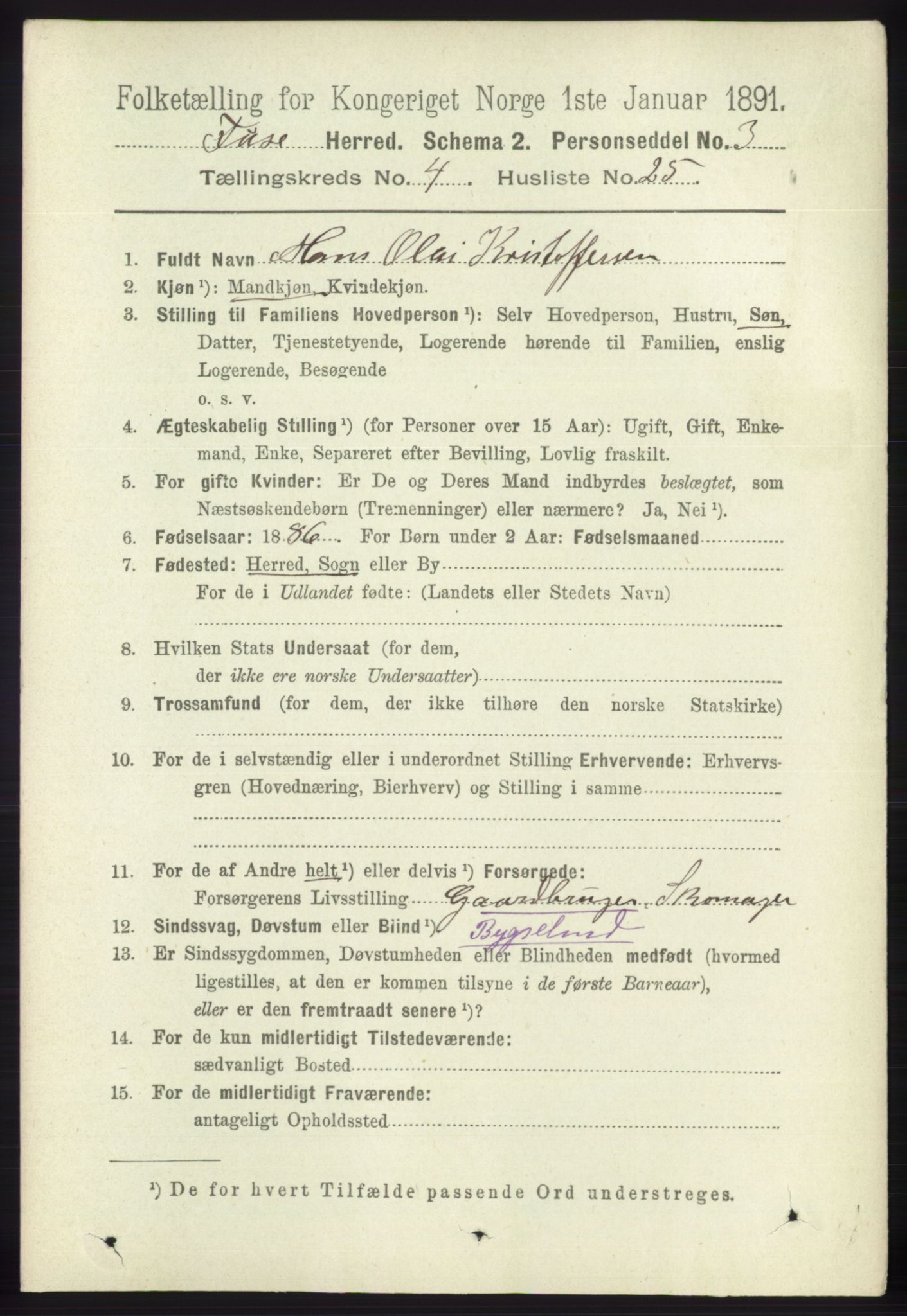 RA, 1891 census for 1241 Fusa, 1891, p. 852