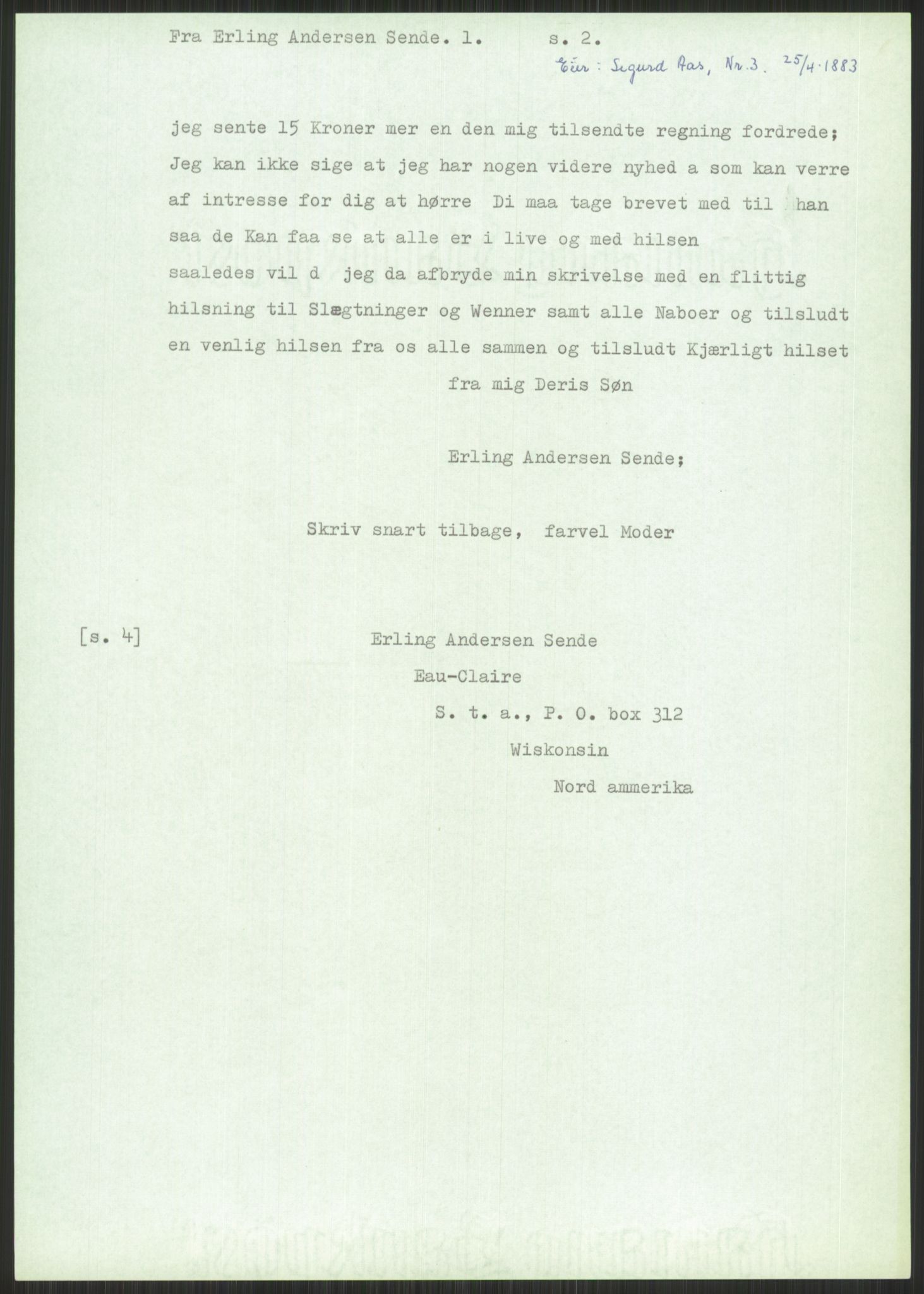 Samlinger til kildeutgivelse, Amerikabrevene, AV/RA-EA-4057/F/L0034: Innlån fra Nord-Trøndelag, 1838-1914, p. 247