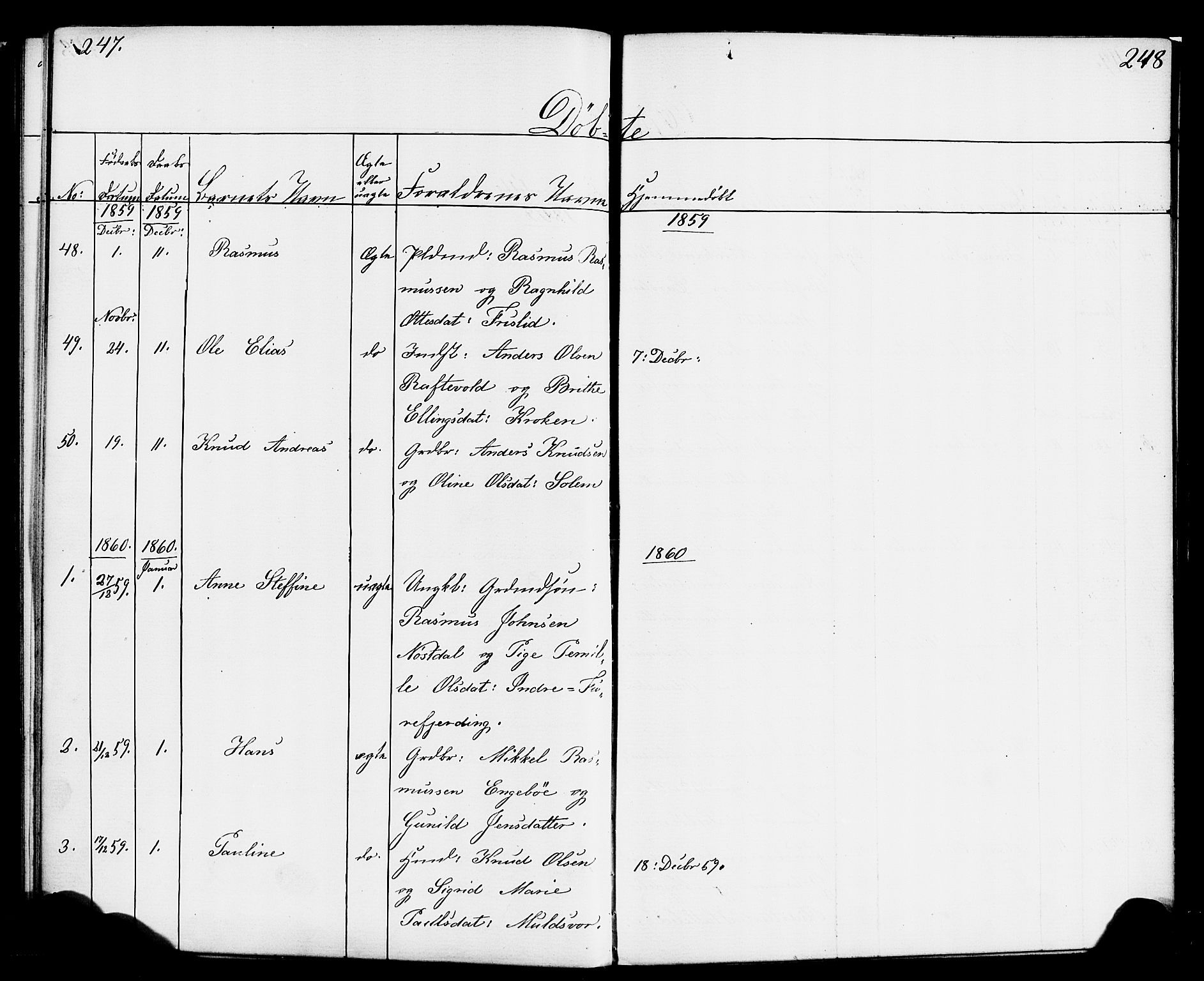 Hornindal sokneprestembete, AV/SAB-A-82401/H/Haa/Haaa/L0001: Parish register (official) no. A 1, 1837-1866, p. 248-249