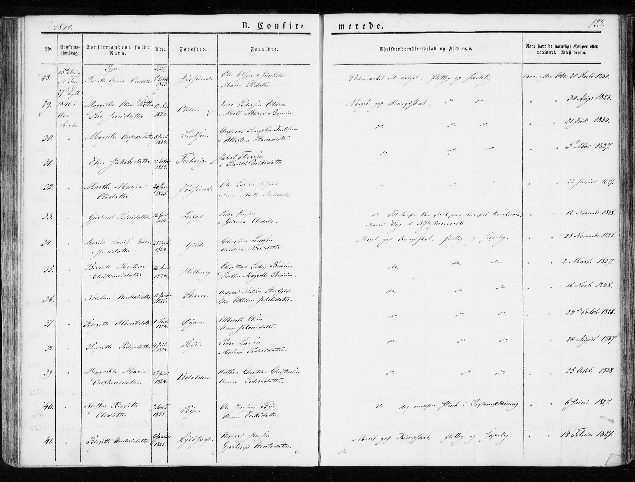 Ministerialprotokoller, klokkerbøker og fødselsregistre - Sør-Trøndelag, SAT/A-1456/655/L0676: Parish register (official) no. 655A05, 1830-1847, p. 123