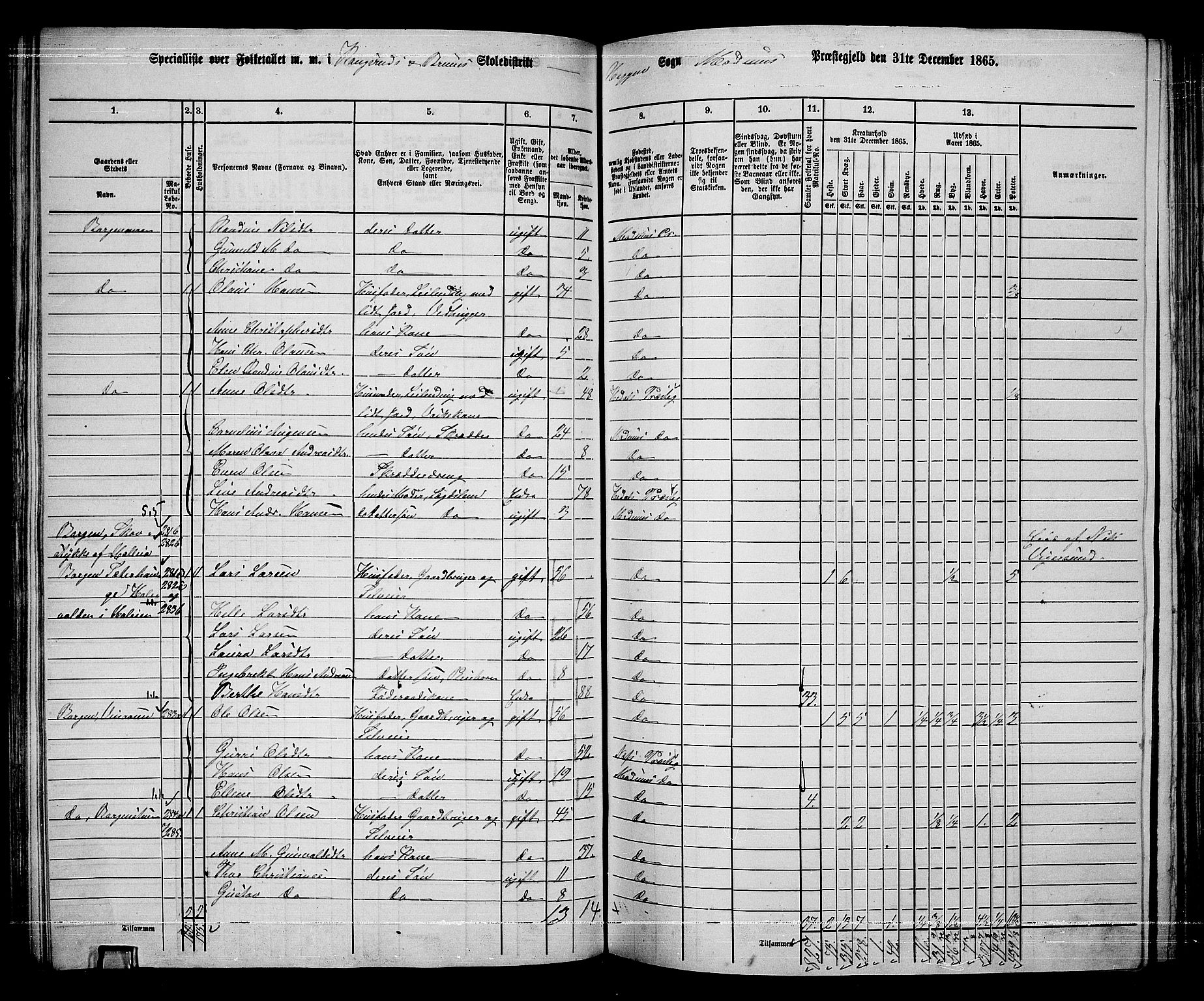 RA, 1865 census for Modum, 1865, p. 166