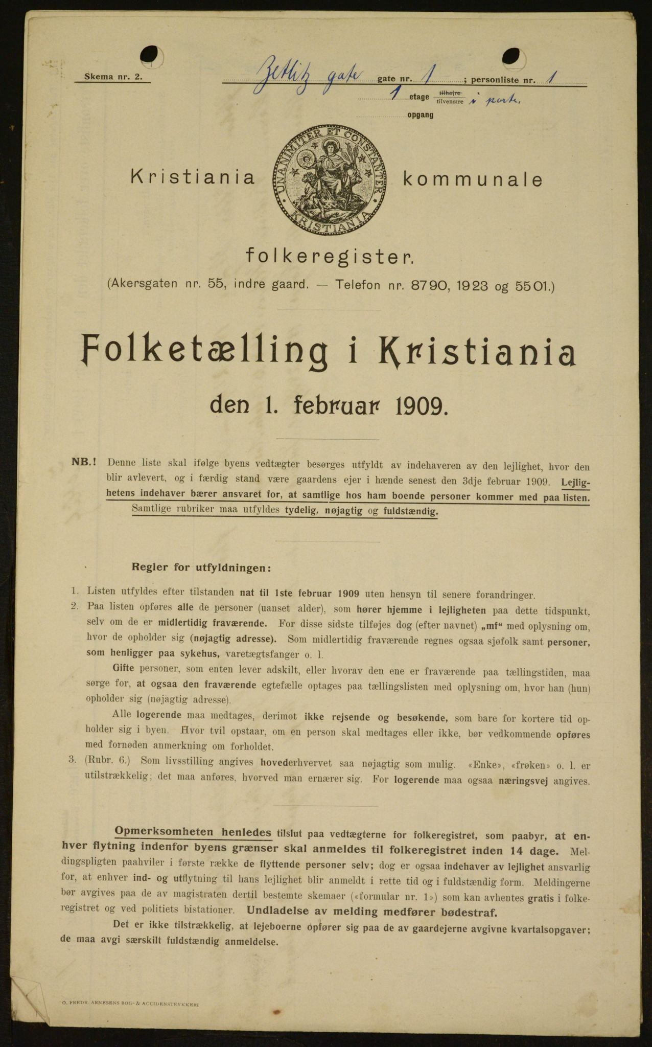 OBA, Municipal Census 1909 for Kristiania, 1909, p. 116779