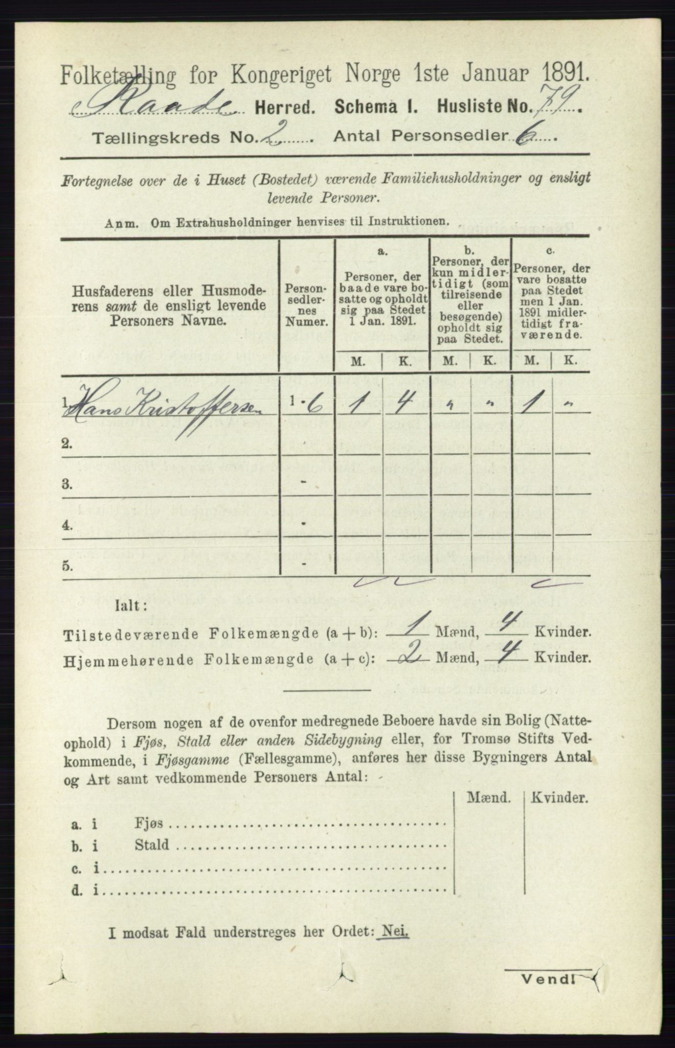 RA, 1891 census for 0135 Råde, 1891, p. 608