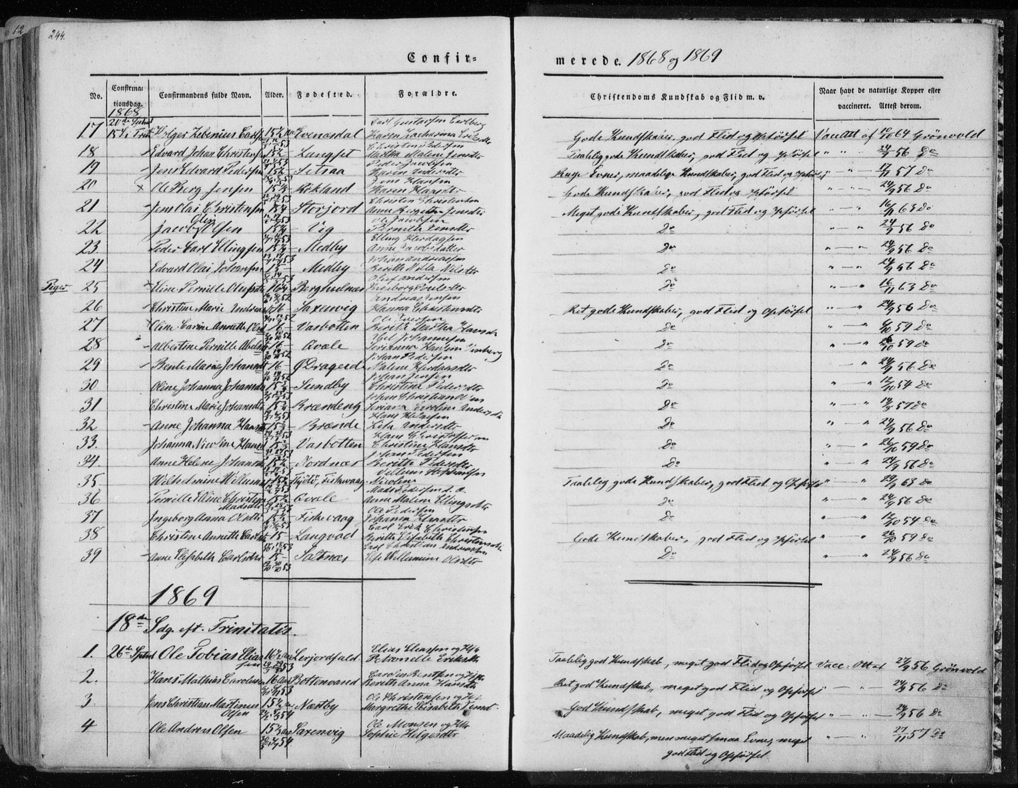 Ministerialprotokoller, klokkerbøker og fødselsregistre - Nordland, AV/SAT-A-1459/847/L0666: Parish register (official) no. 847A06, 1842-1871, p. 244