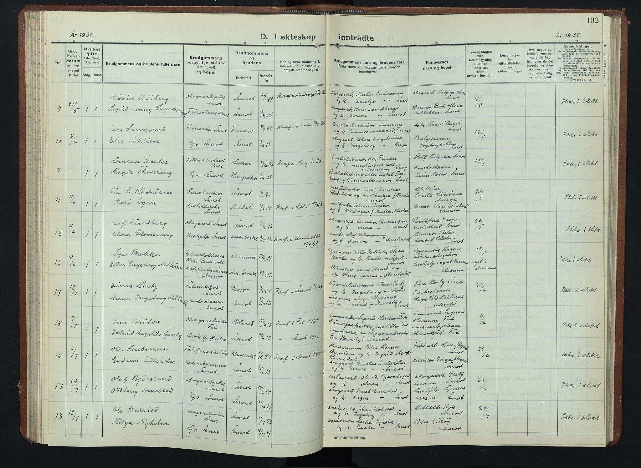 Åmot prestekontor, Hedmark, AV/SAH-PREST-056/H/Ha/Hab/L0008: Parish register (copy) no. 8, 1938-1947, p. 132