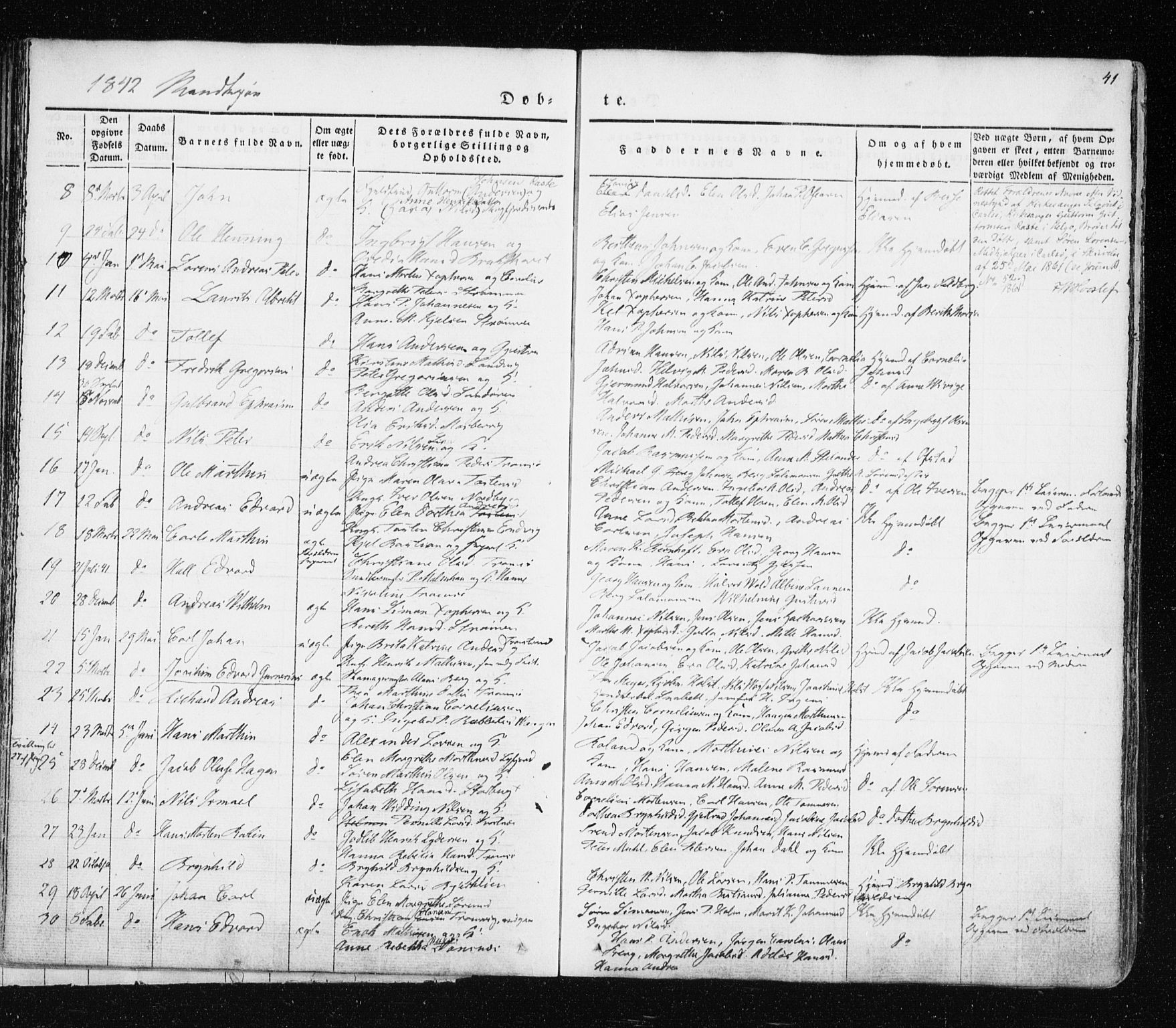 Tromsø sokneprestkontor/stiftsprosti/domprosti, SATØ/S-1343/G/Ga/L0009kirke: Parish register (official) no. 9, 1837-1847, p. 41