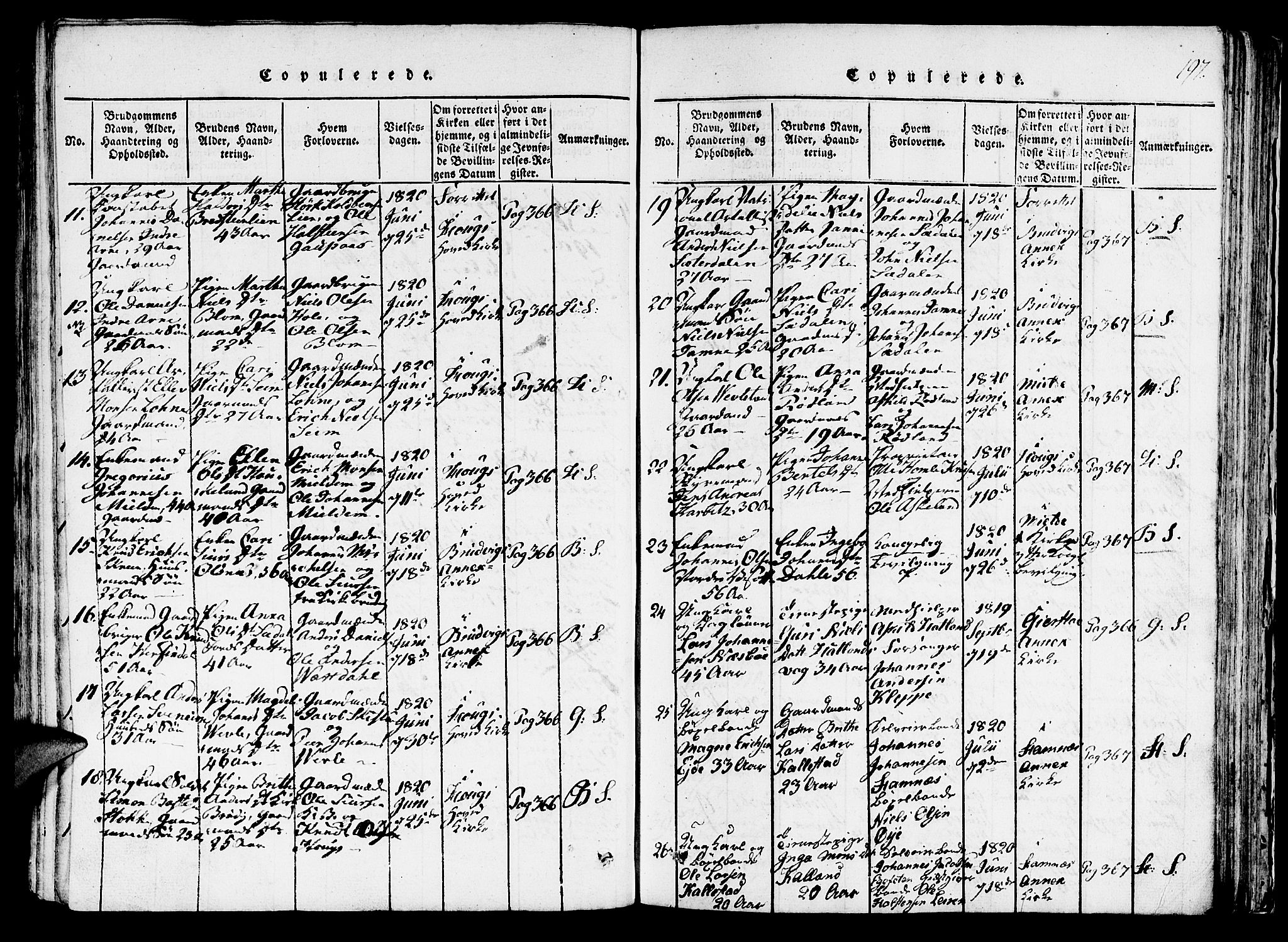 Haus sokneprestembete, AV/SAB-A-75601/H/Haa: Parish register (official) no. A 12, 1816-1821, p. 197