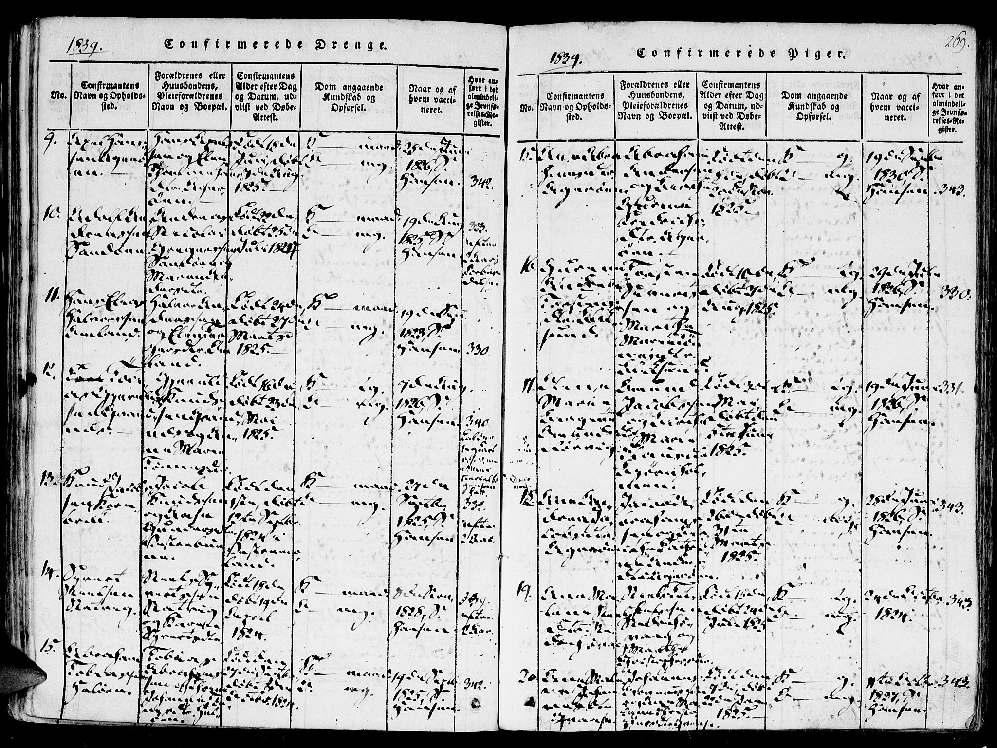 Høvåg sokneprestkontor, SAK/1111-0025/F/Fa/L0001: Parish register (official) no. A 1, 1816-1843, p. 269