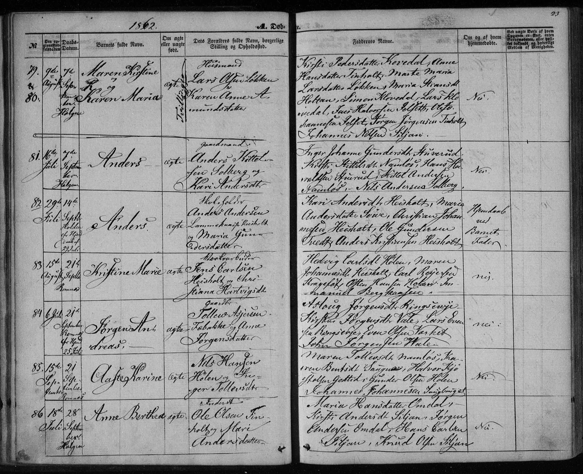 Holla kirkebøker, AV/SAKO-A-272/F/Fa/L0006: Parish register (official) no. 6, 1861-1869, p. 23