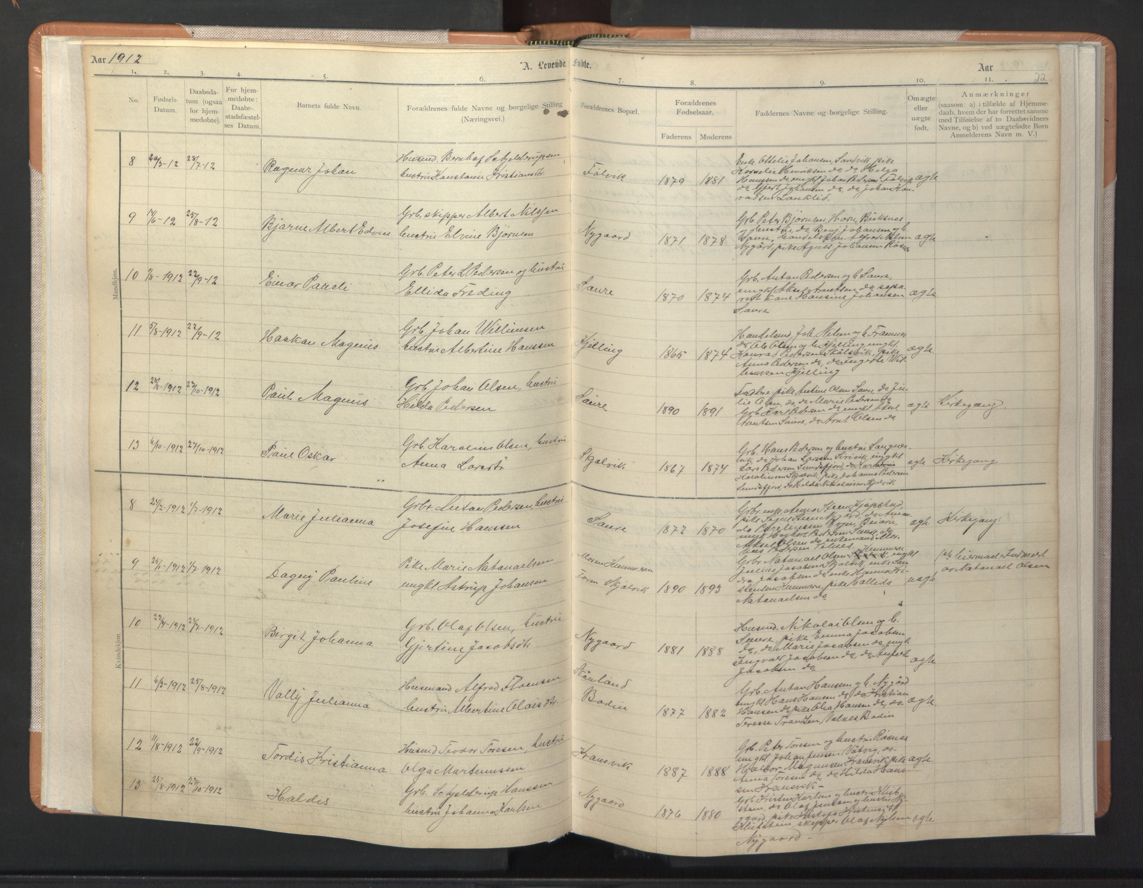 Ministerialprotokoller, klokkerbøker og fødselsregistre - Nordland, SAT/A-1459/806/L0117: Parish register (copy) no. 806C01, 1905-1957, p. 22