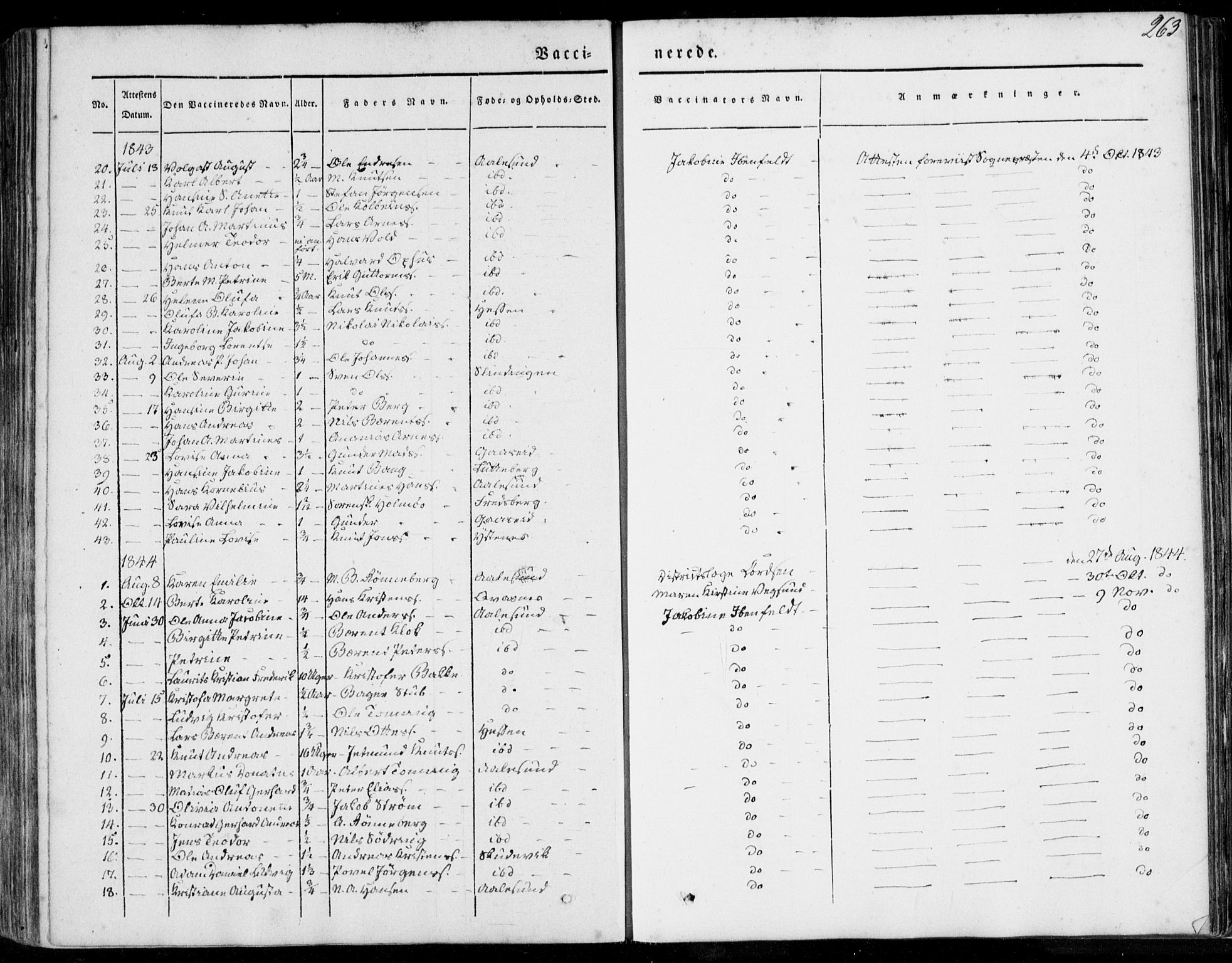Ministerialprotokoller, klokkerbøker og fødselsregistre - Møre og Romsdal, SAT/A-1454/528/L0396: Parish register (official) no. 528A07, 1839-1847, p. 263