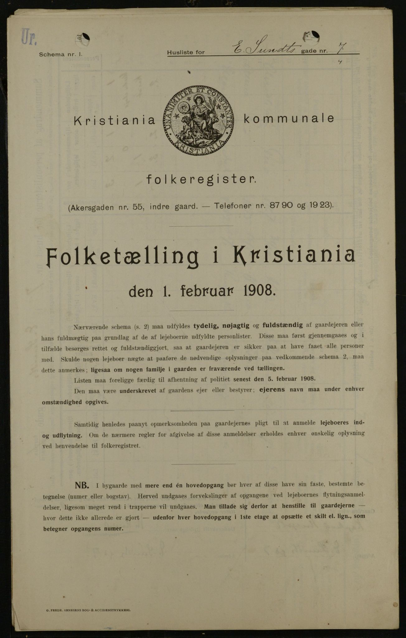 OBA, Municipal Census 1908 for Kristiania, 1908, p. 17364