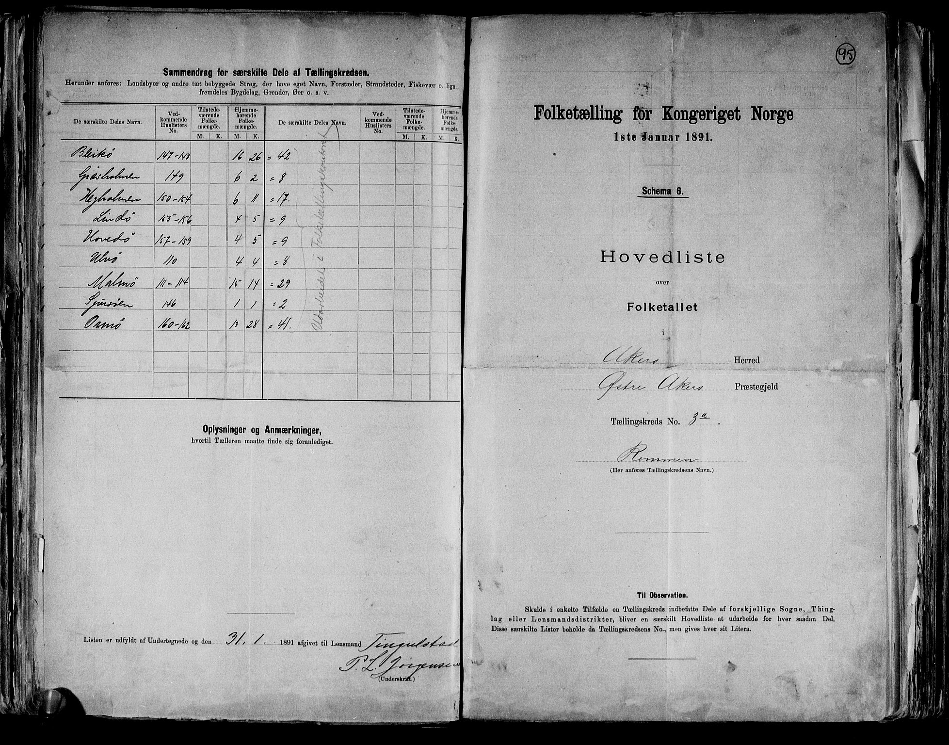 RA, 1891 census for 0218 Aker, 1891, p. 12