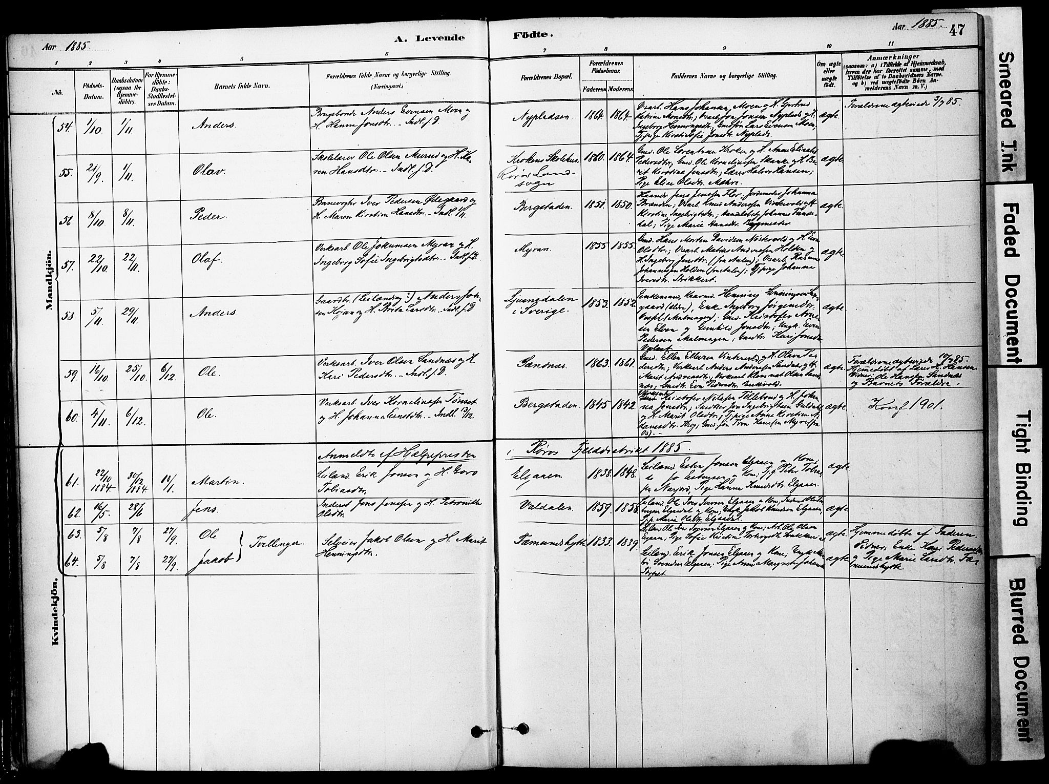 Ministerialprotokoller, klokkerbøker og fødselsregistre - Sør-Trøndelag, SAT/A-1456/681/L0933: Parish register (official) no. 681A11, 1879-1890, p. 47