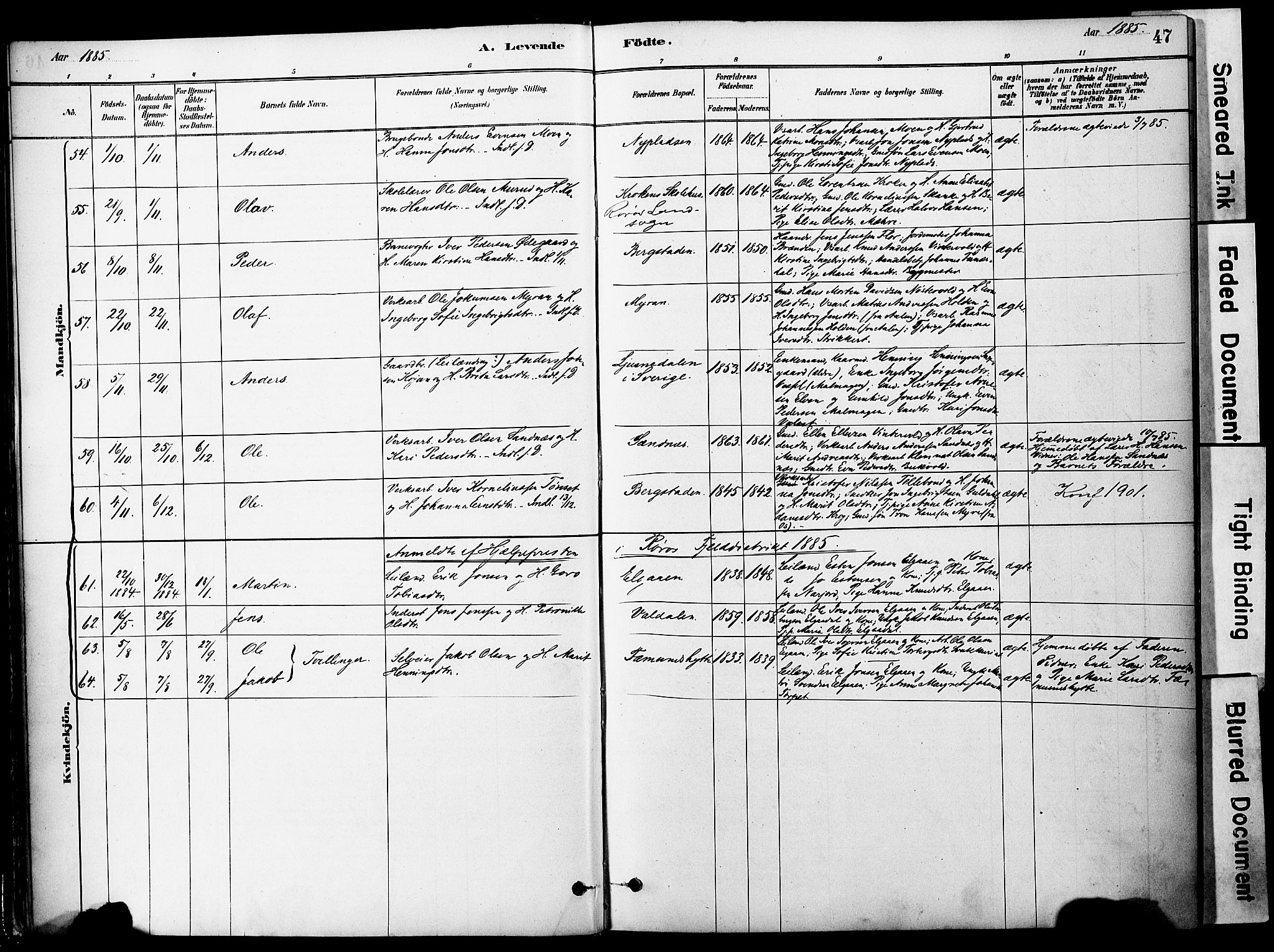 Ministerialprotokoller, klokkerbøker og fødselsregistre - Sør-Trøndelag, AV/SAT-A-1456/681/L0933: Parish register (official) no. 681A11, 1879-1890, p. 47