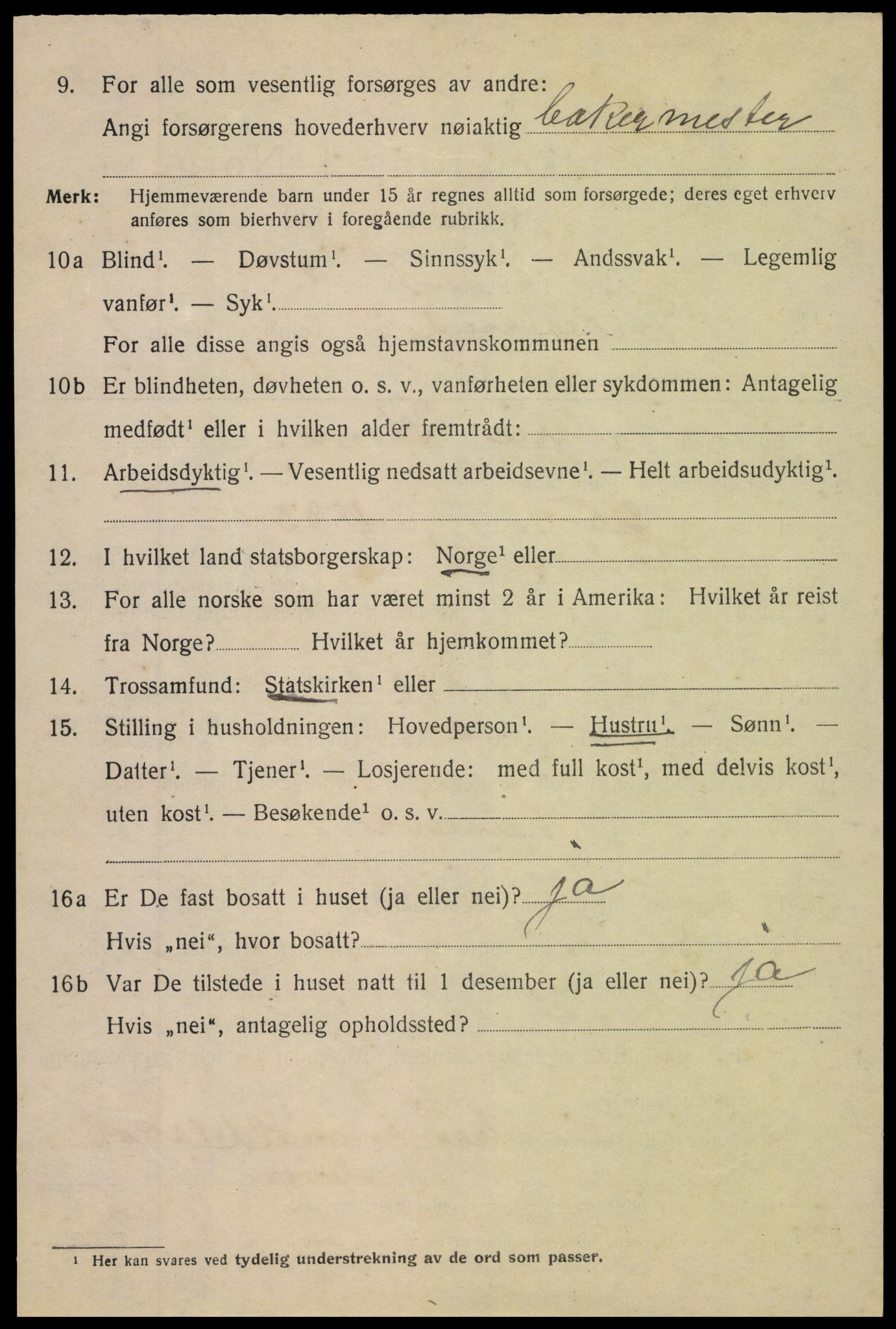 SAK, 1920 census for Tvedestrand, 1920, p. 2214