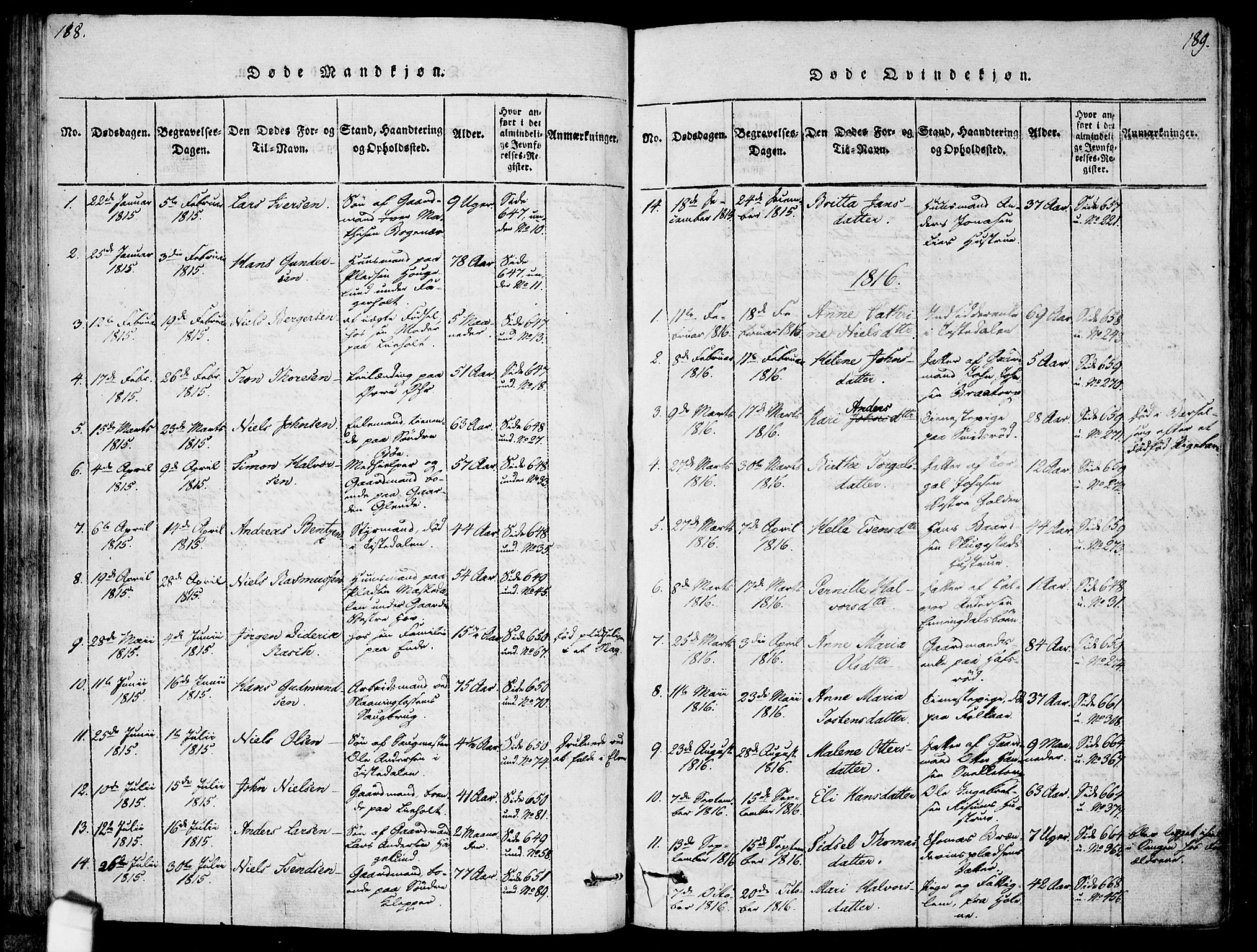 Idd prestekontor Kirkebøker, AV/SAO-A-10911/F/Fc/L0002: Parish register (official) no. III 2, 1815-1831, p. 188-189