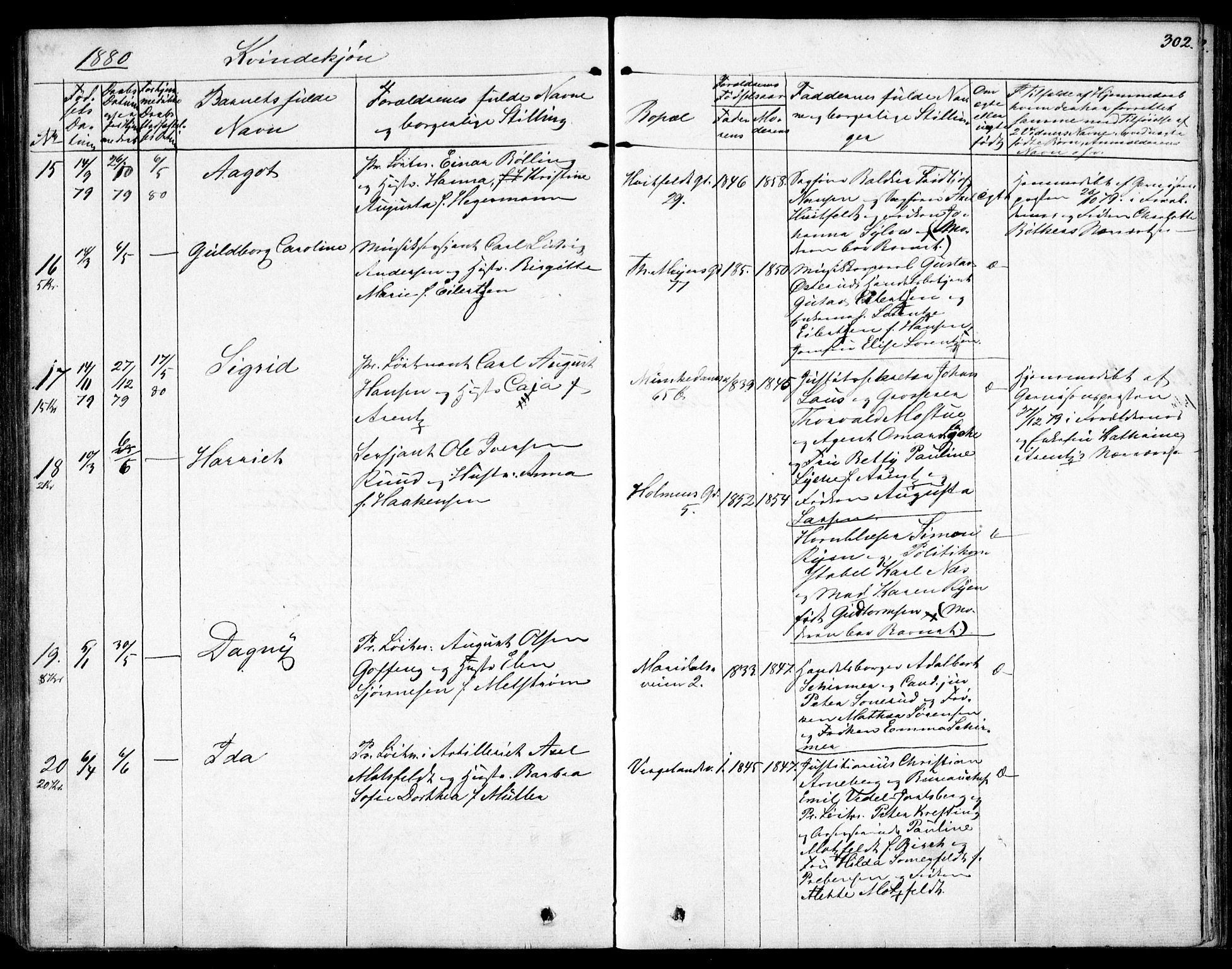 Garnisonsmenigheten Kirkebøker, AV/SAO-A-10846/F/Fa/L0007: Parish register (official) no. 7, 1828-1881, p. 302