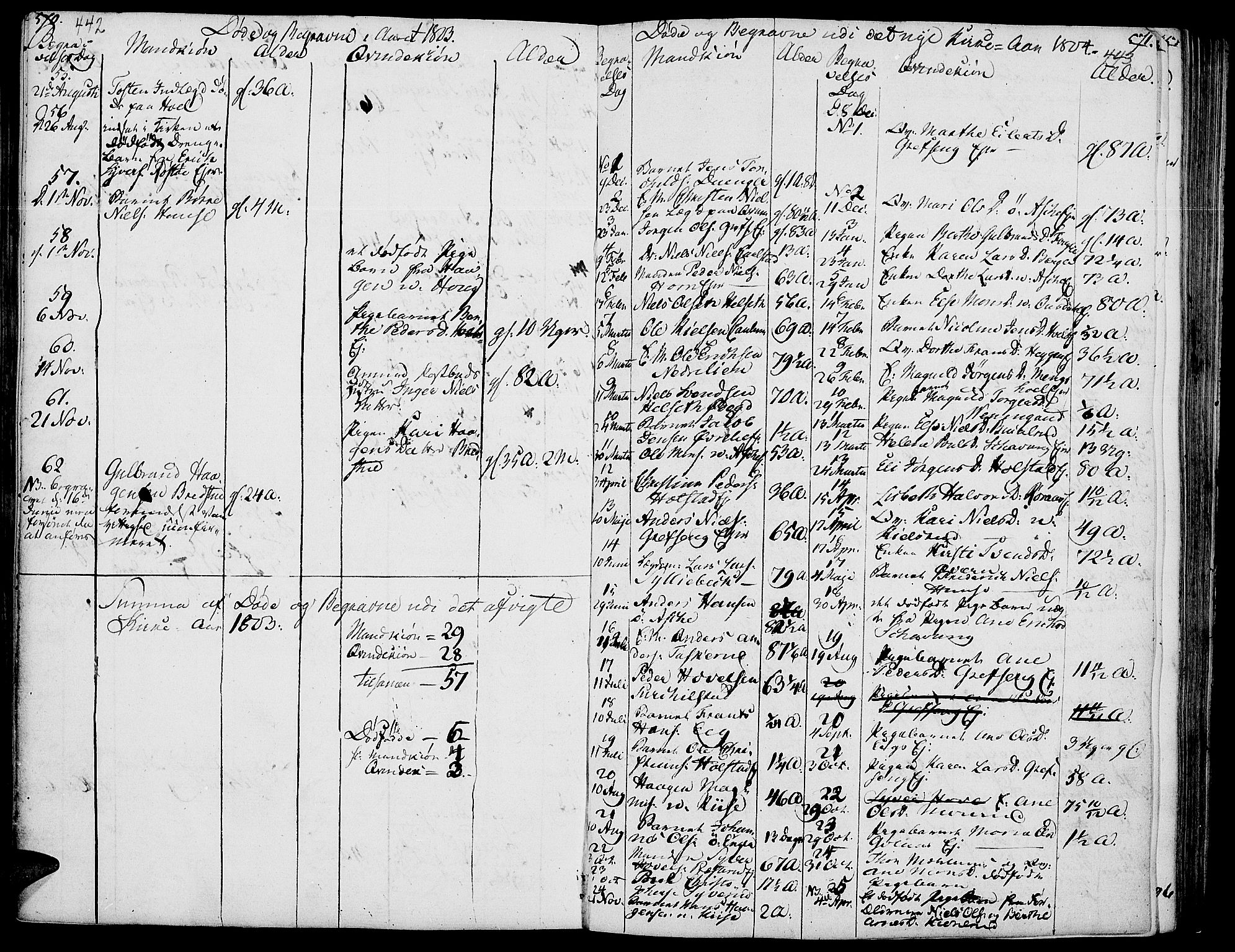 Nes prestekontor, Hedmark, AV/SAH-PREST-020/K/Ka/L0001: Parish register (official) no. 1, 1802-1814, p. 442-443