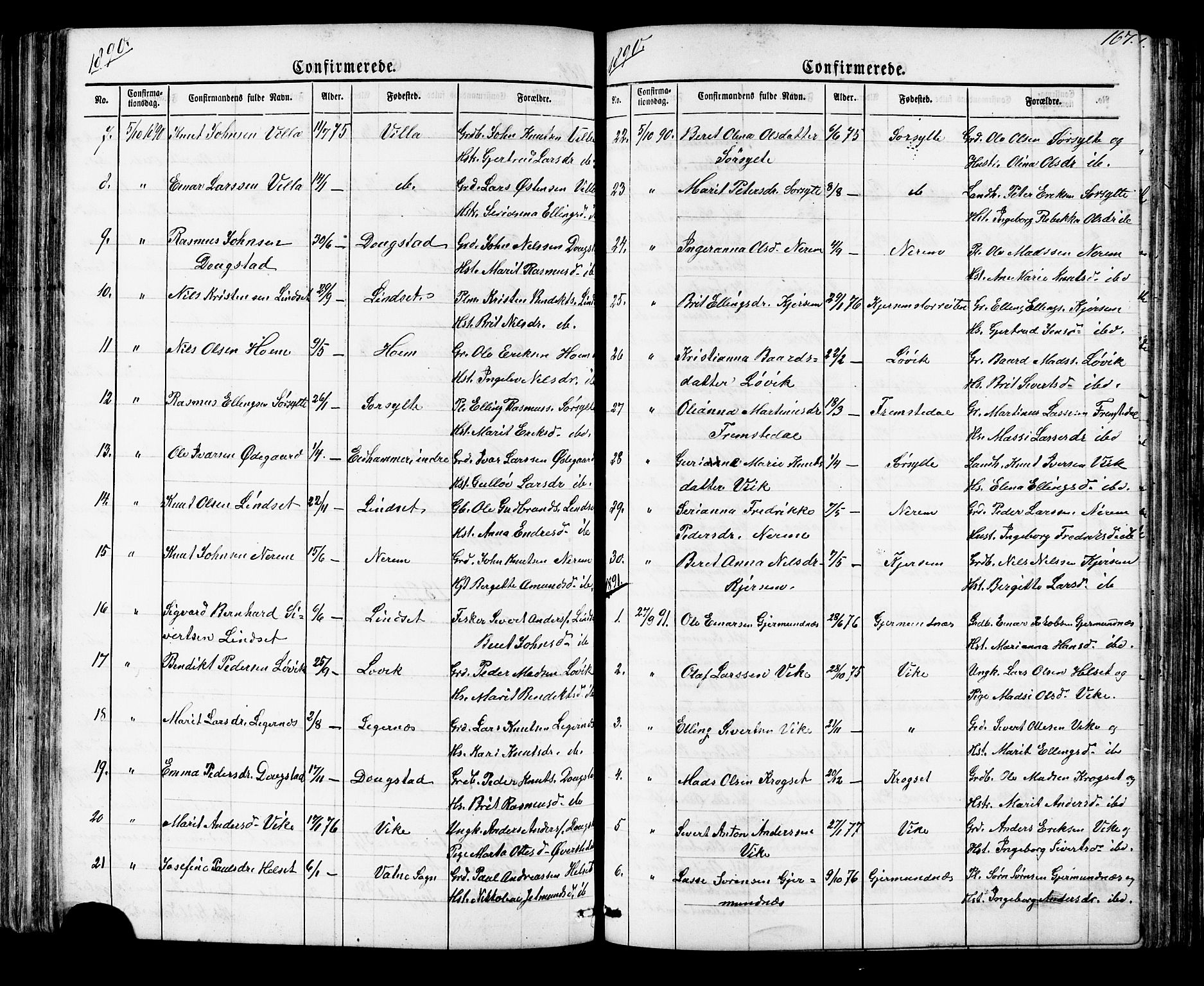Ministerialprotokoller, klokkerbøker og fødselsregistre - Møre og Romsdal, SAT/A-1454/541/L0547: Parish register (copy) no. 541C02, 1867-1921, p. 167
