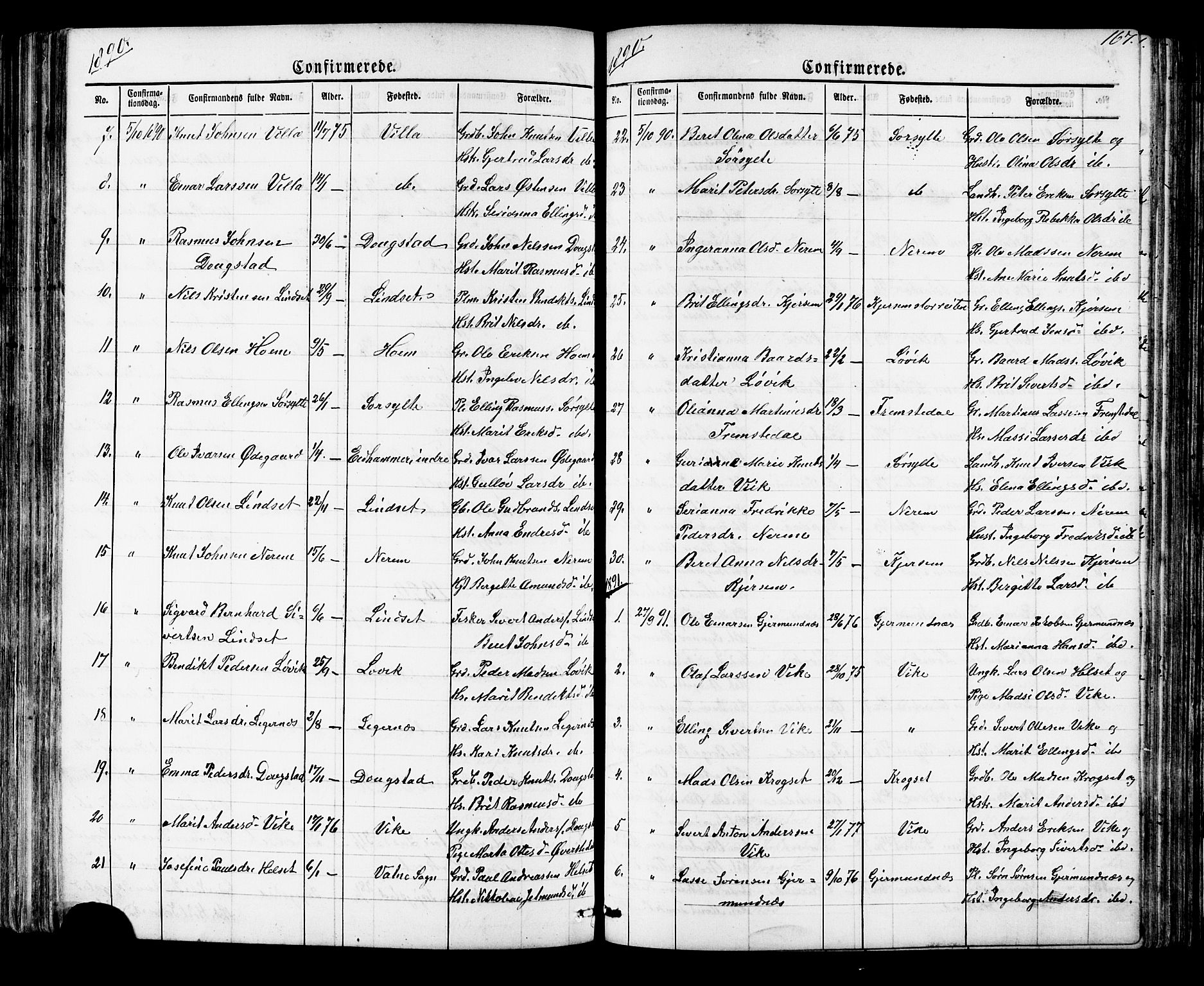 Ministerialprotokoller, klokkerbøker og fødselsregistre - Møre og Romsdal, AV/SAT-A-1454/541/L0547: Parish register (copy) no. 541C02, 1867-1921, p. 167