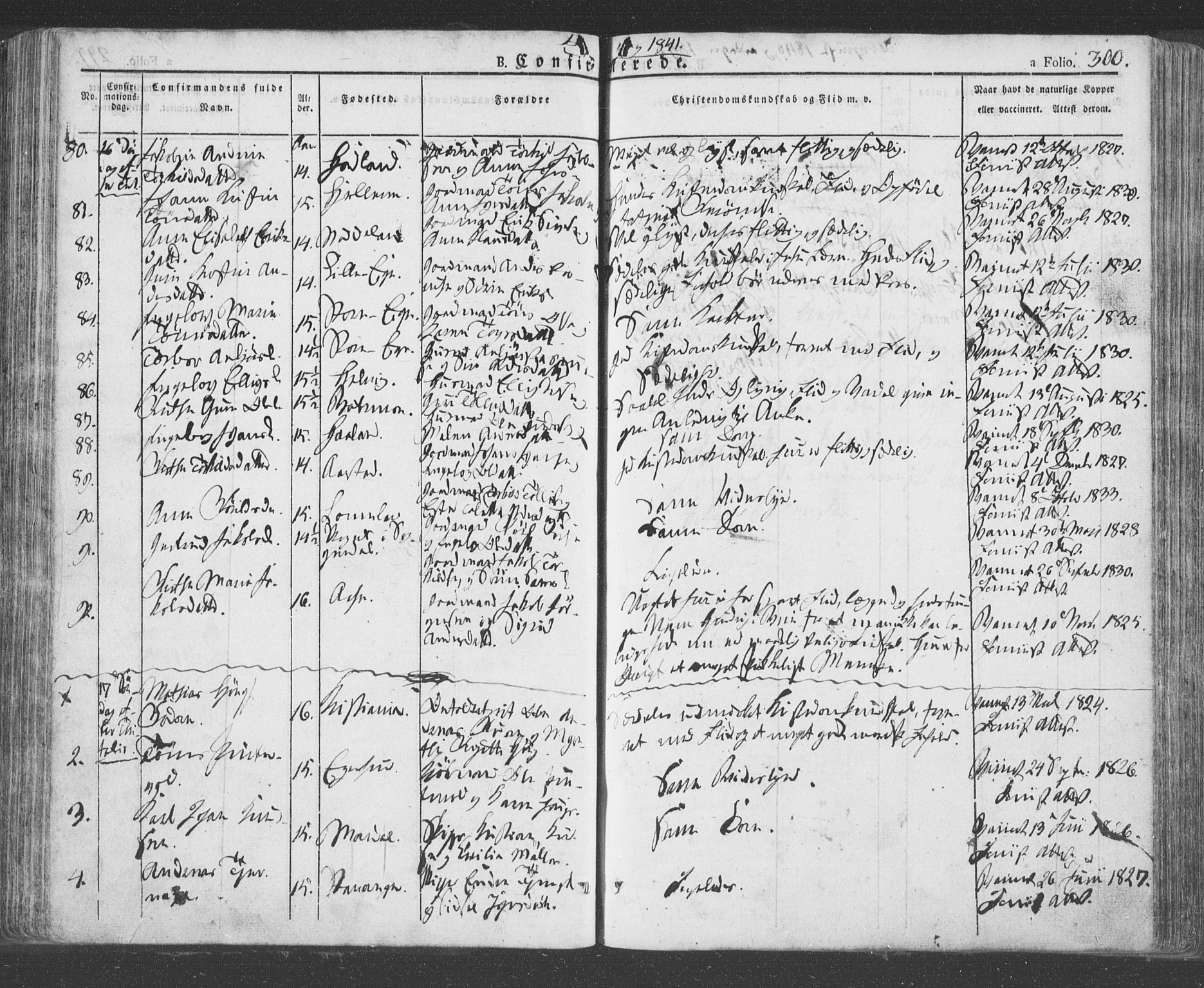 Eigersund sokneprestkontor, SAST/A-101807/S08/L0009: Parish register (official) no. A 9, 1827-1850, p. 300