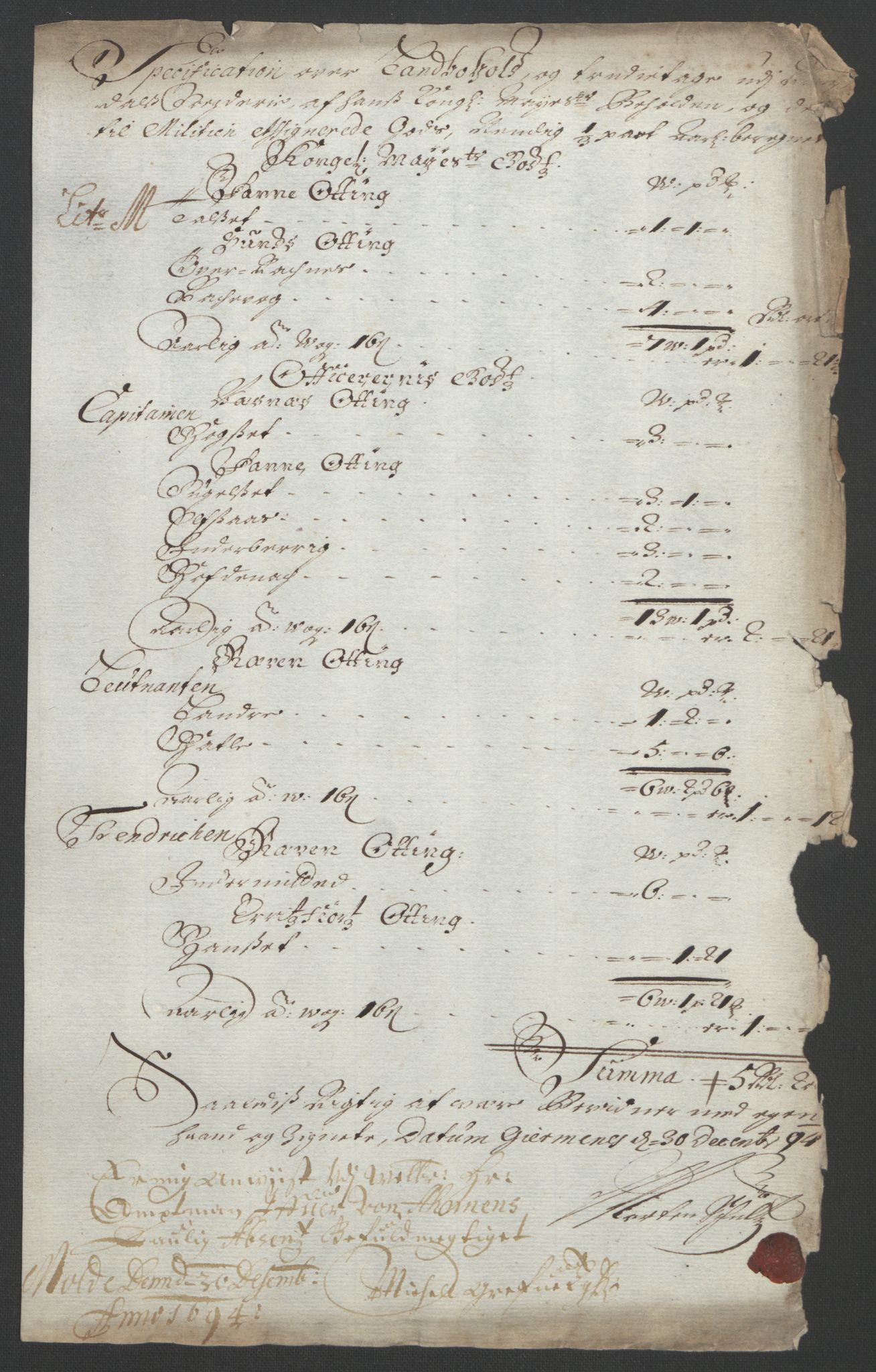 Rentekammeret inntil 1814, Reviderte regnskaper, Fogderegnskap, RA/EA-4092/R55/L3651: Fogderegnskap Romsdal, 1693-1694, p. 282