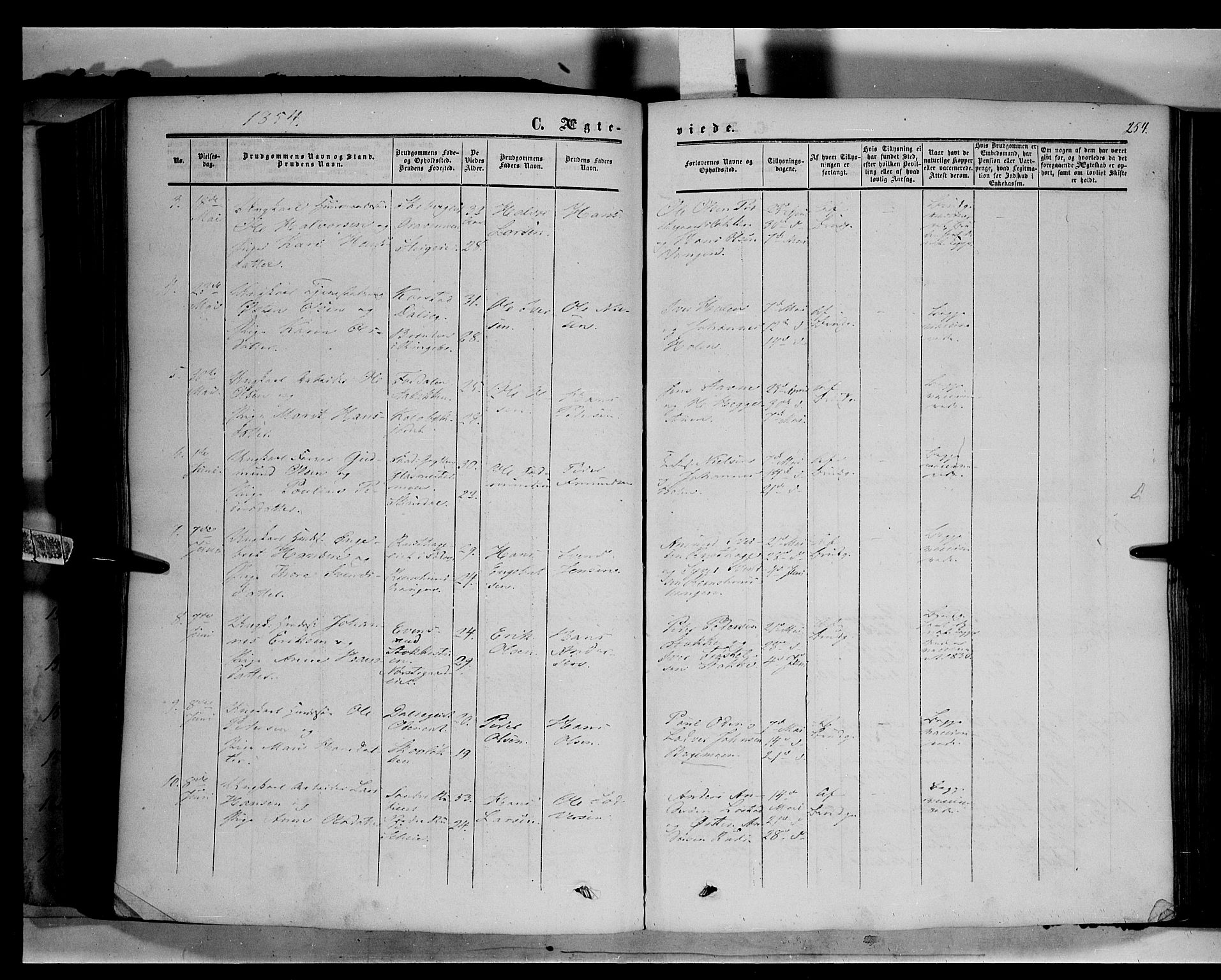 Sør-Fron prestekontor, SAH/PREST-010/H/Ha/Haa/L0001: Parish register (official) no. 1, 1849-1863, p. 254