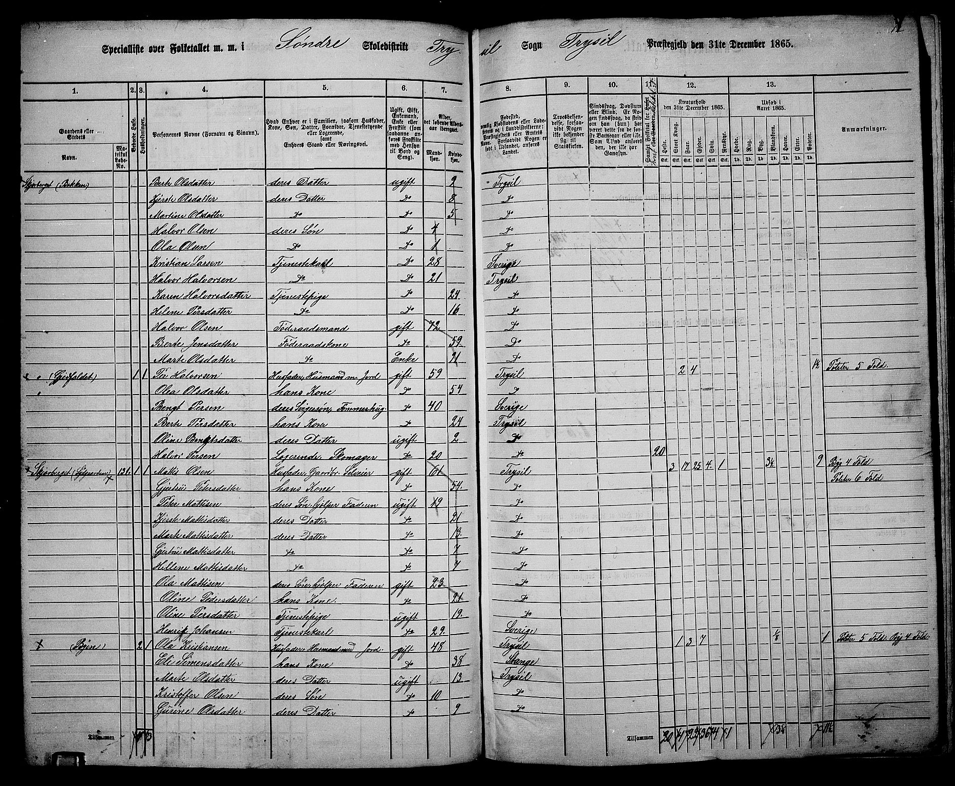 RA, 1865 census for Trysil, 1865, p. 103