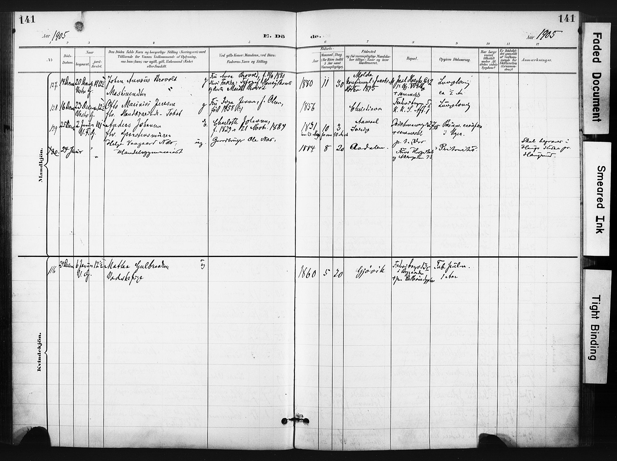 Trefoldighet prestekontor Kirkebøker, AV/SAO-A-10882/F/Fd/L0004: Parish register (official) no. IV 4, 1897-1912, p. 141