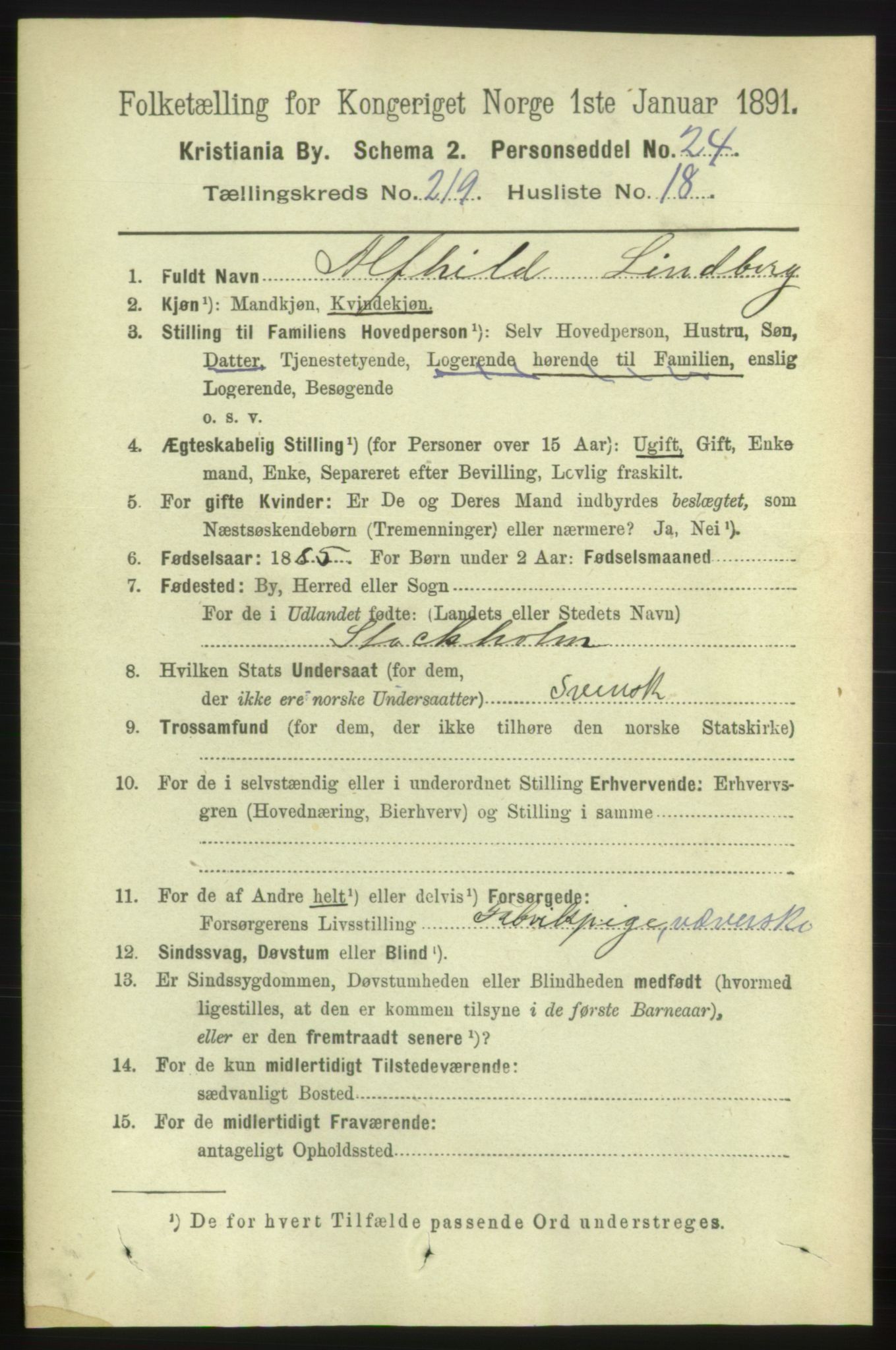 RA, 1891 census for 0301 Kristiania, 1891, p. 130511