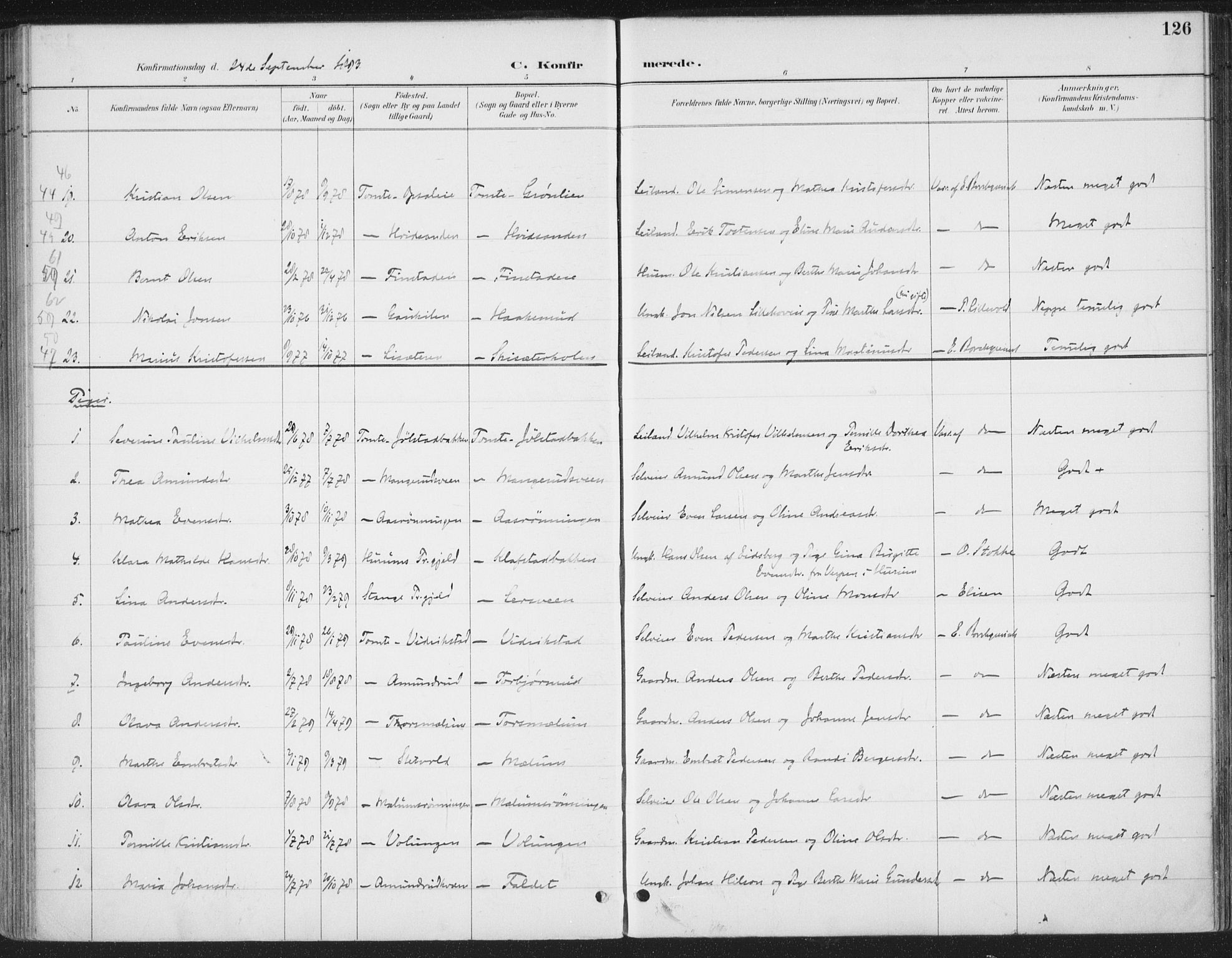 Romedal prestekontor, AV/SAH-PREST-004/K/L0008: Parish register (official) no. 8, 1887-1905, p. 126