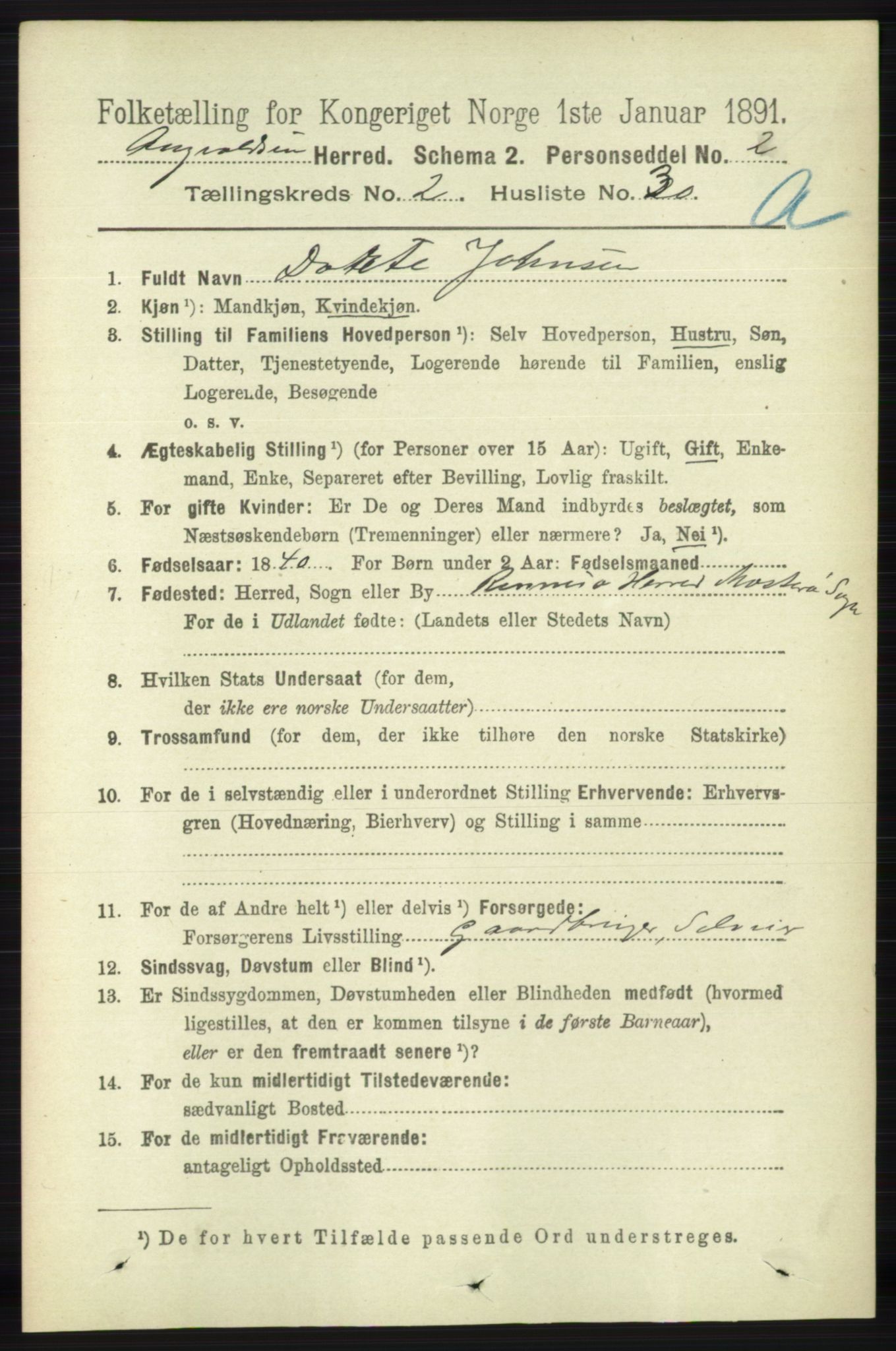 RA, 1891 census for 1147 Avaldsnes, 1891, p. 976