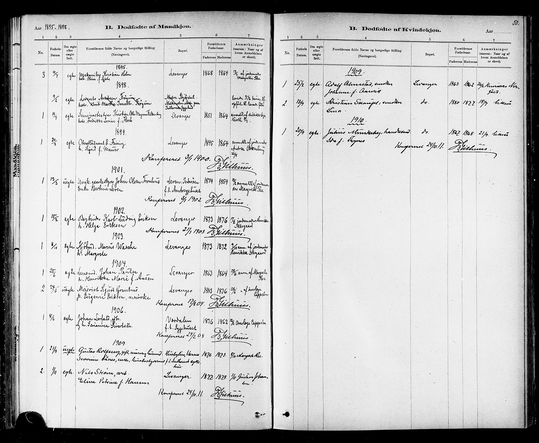 Ministerialprotokoller, klokkerbøker og fødselsregistre - Nord-Trøndelag, SAT/A-1458/720/L0192: Parish register (copy) no. 720C01, 1880-1917, p. 50