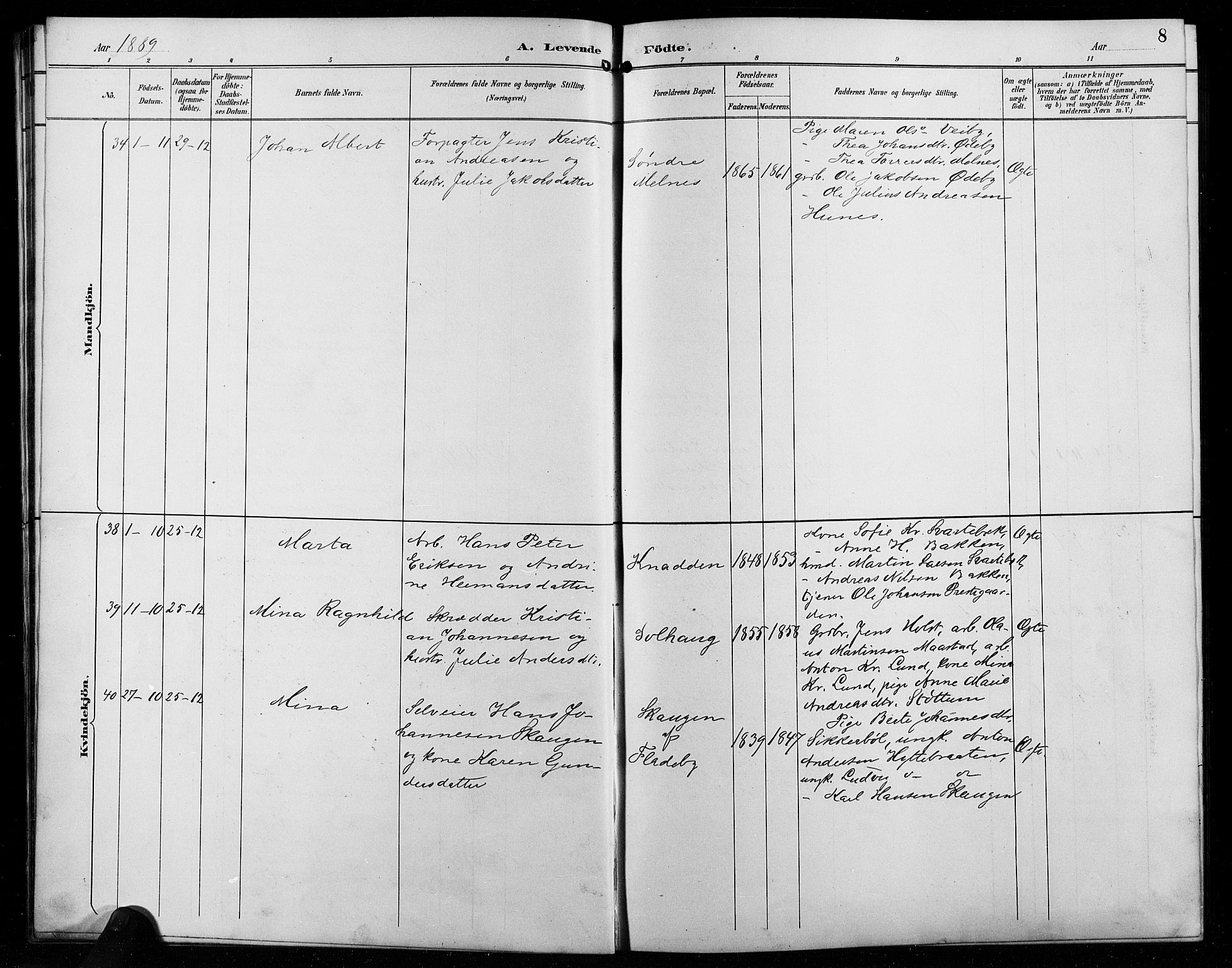 Enebakk prestekontor Kirkebøker, SAO/A-10171c/G/Ga/L0006: Parish register (copy) no. I 6, 1889-1911, p. 8